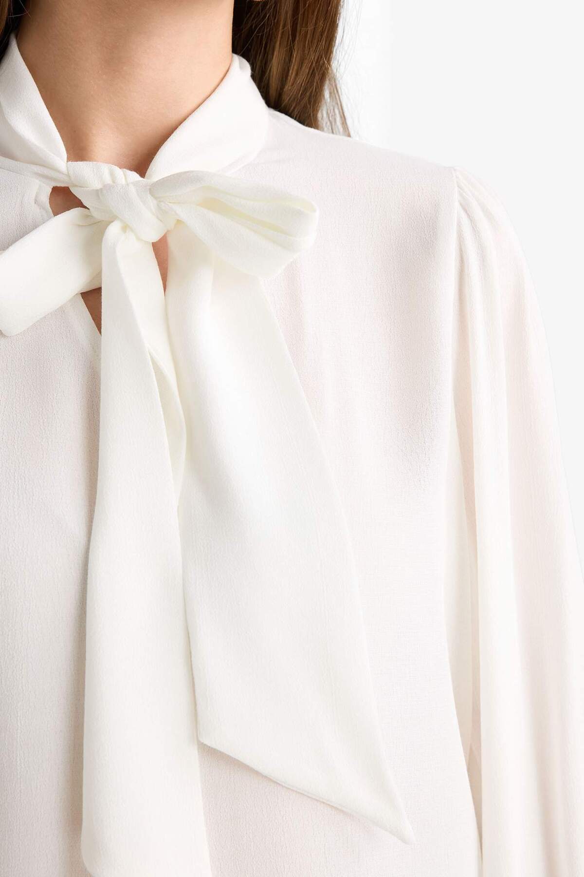 Defacto  Regular Fıt Fiyonk Yaka Maroken Uzun Kollu Gömlek G2280AX25AU - Görsel 5