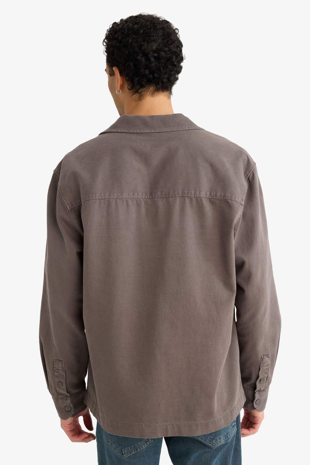 DeFacto Boxy Fit Gabardin Uzun Kollu Gömlek G3184AX25AU görsel 5