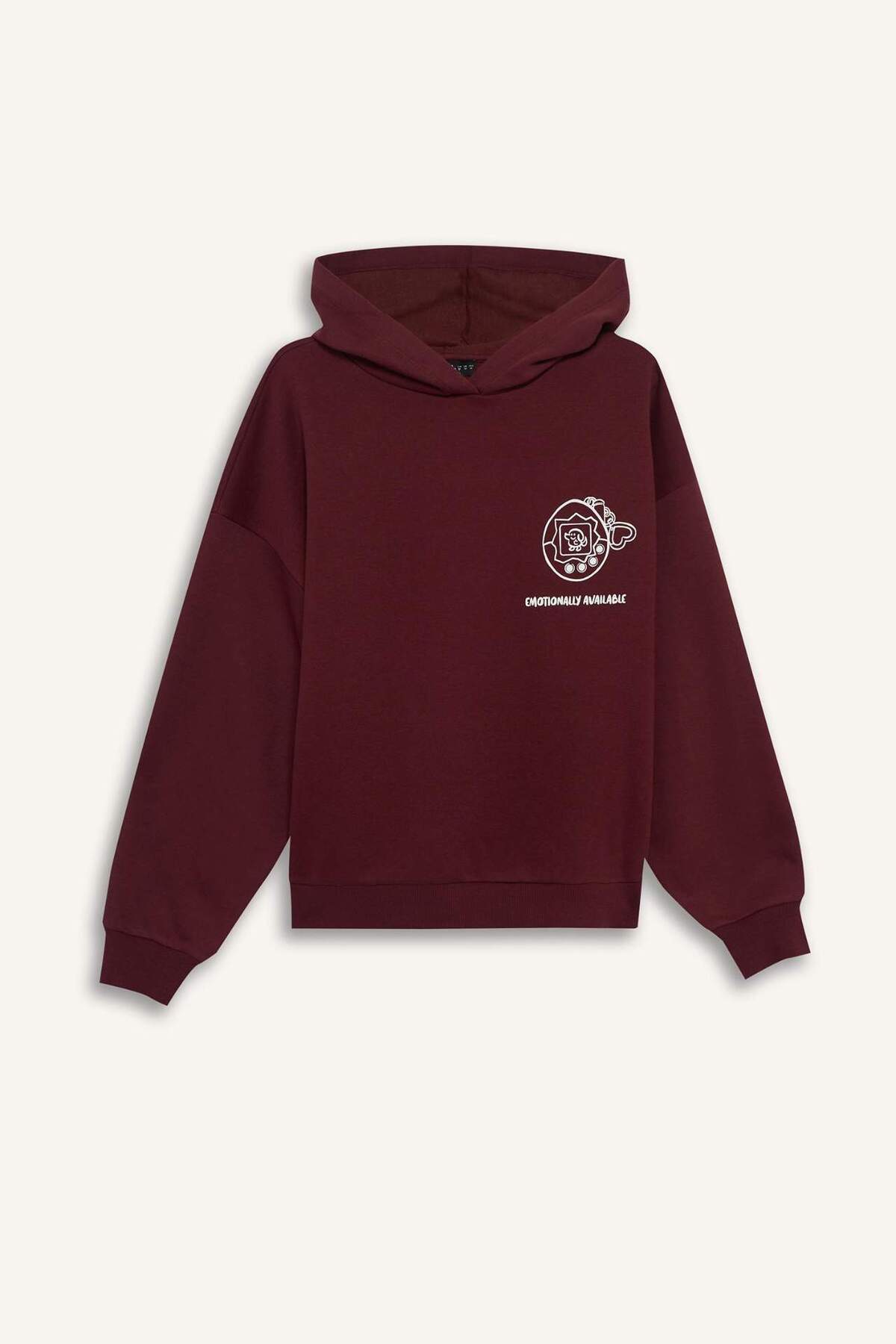 Defacto  Overshirt Fit Kapüşonlu Baskılı Kalın Kumaş Sweatshirt G0181AX25WN - Görsel 4