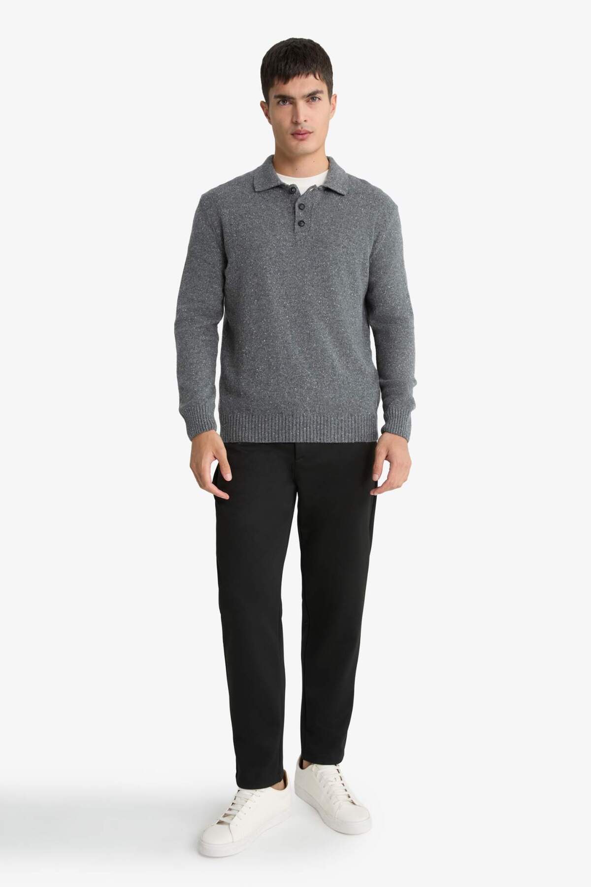 Defacto  Standart Fit Polo Yaka Triko Kazak F7230AX25WN - Görsel 2