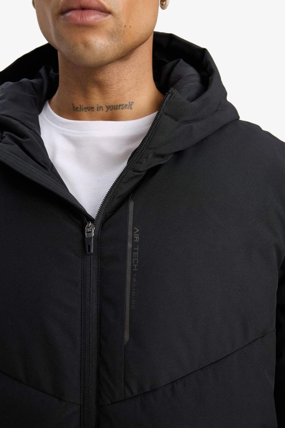 Defacto  Su İtici Rüzgar Geçirmez Regular Fit Kapüşonlu Fermuarlı Cepli Kışlık Mont E9491AX25WN - Görsel 8