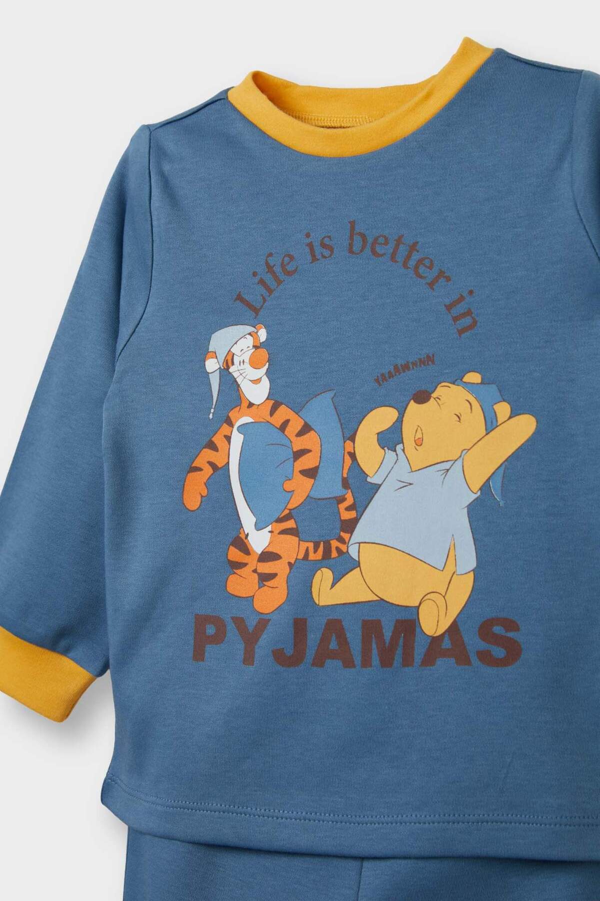 Defacto Erkek Bebek Disney Winnie The Pooh Pijama Takımı Uzun Kollu Üst Uzun Alt F4582A525WN fotoğrafı 3 (önizleme)