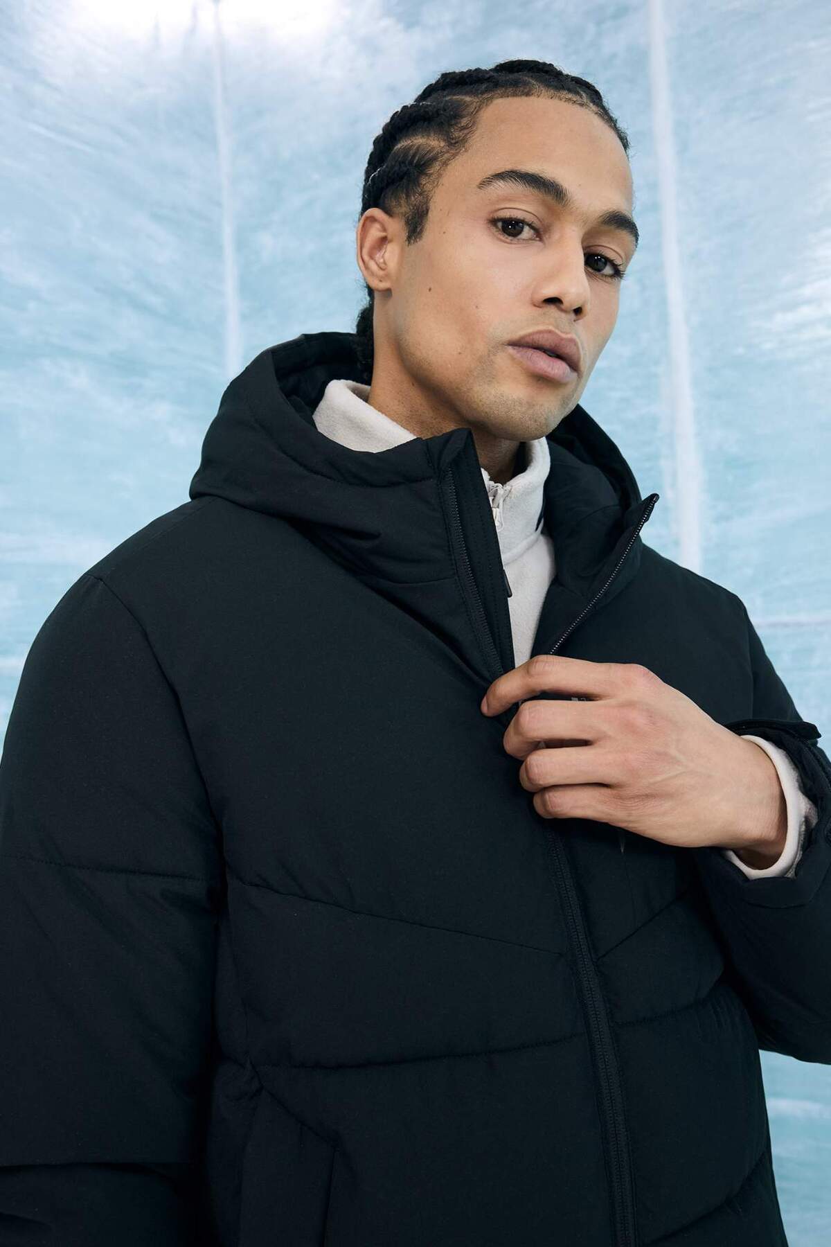 Defacto  Su İtici Rüzgar Geçirmez Regular Fit Kapüşonlu Fermuarlı Cepli Kışlık Mont E9491AX25WN - Görsel 3