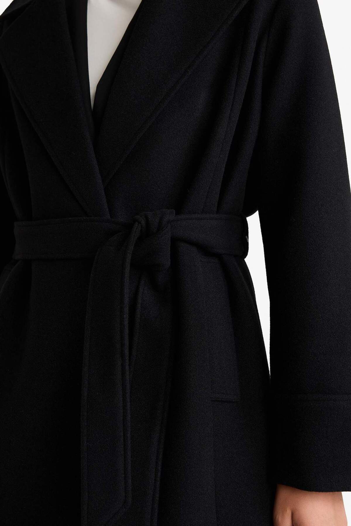 Defacto  Regular Fit Kuşaklı Kaşe Kaban F1207AX25WN - Görsel 7