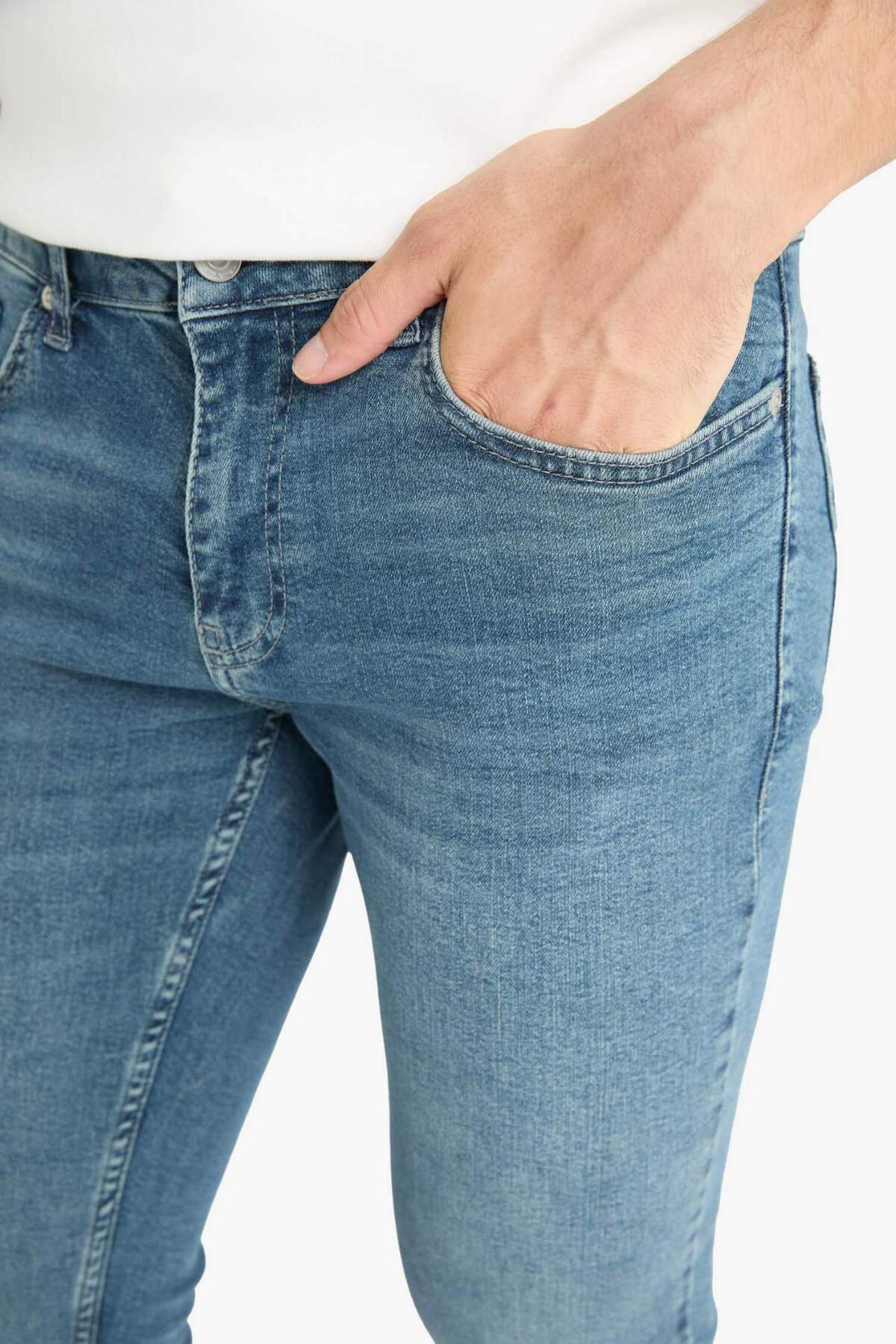 DeFacto Pedro Slim Fit Normal Bel Dar Paça Jean Pantolon G2615AX25AU görsel 6