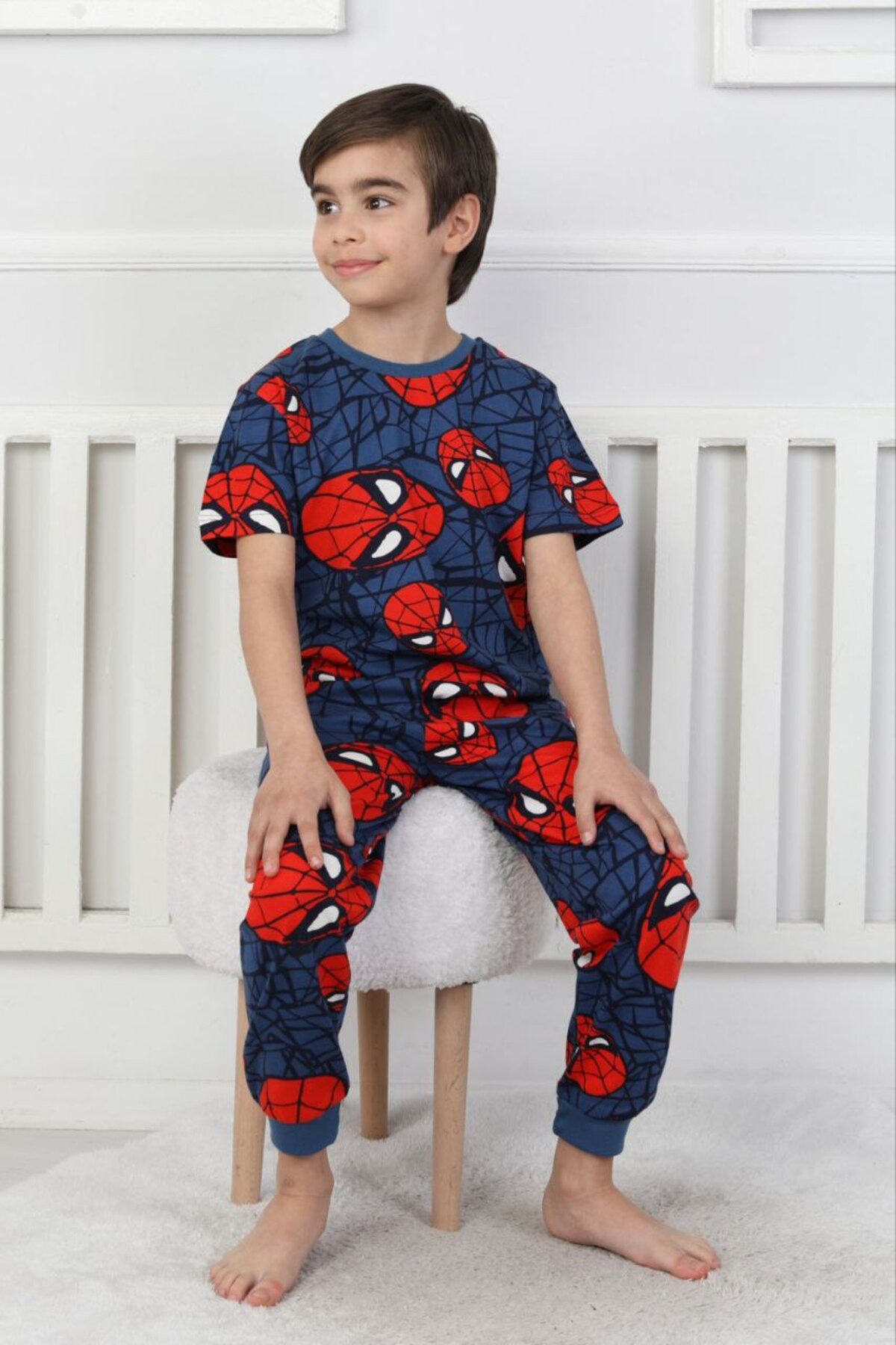 Genel Markalar Erkek Çocuk Desenli Yazlık Kısa Kollu Pijama Takımı %100 Pamuk Süprem Penye fotoğrafı 3 (önizleme)