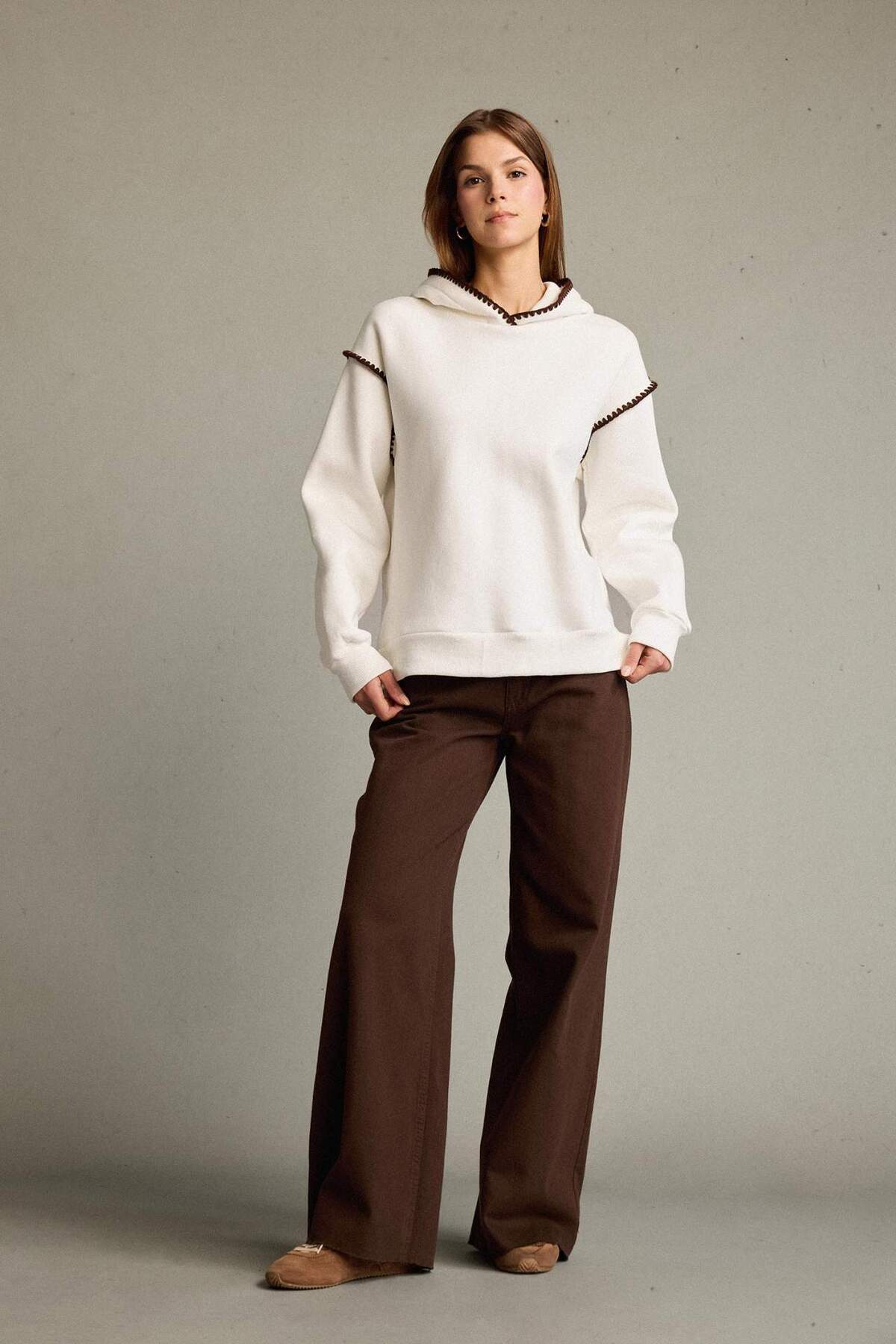 Defacto  Overshirt Fit Kapüşonlu Sweatshirt G3318AX25AU - Görsel 2