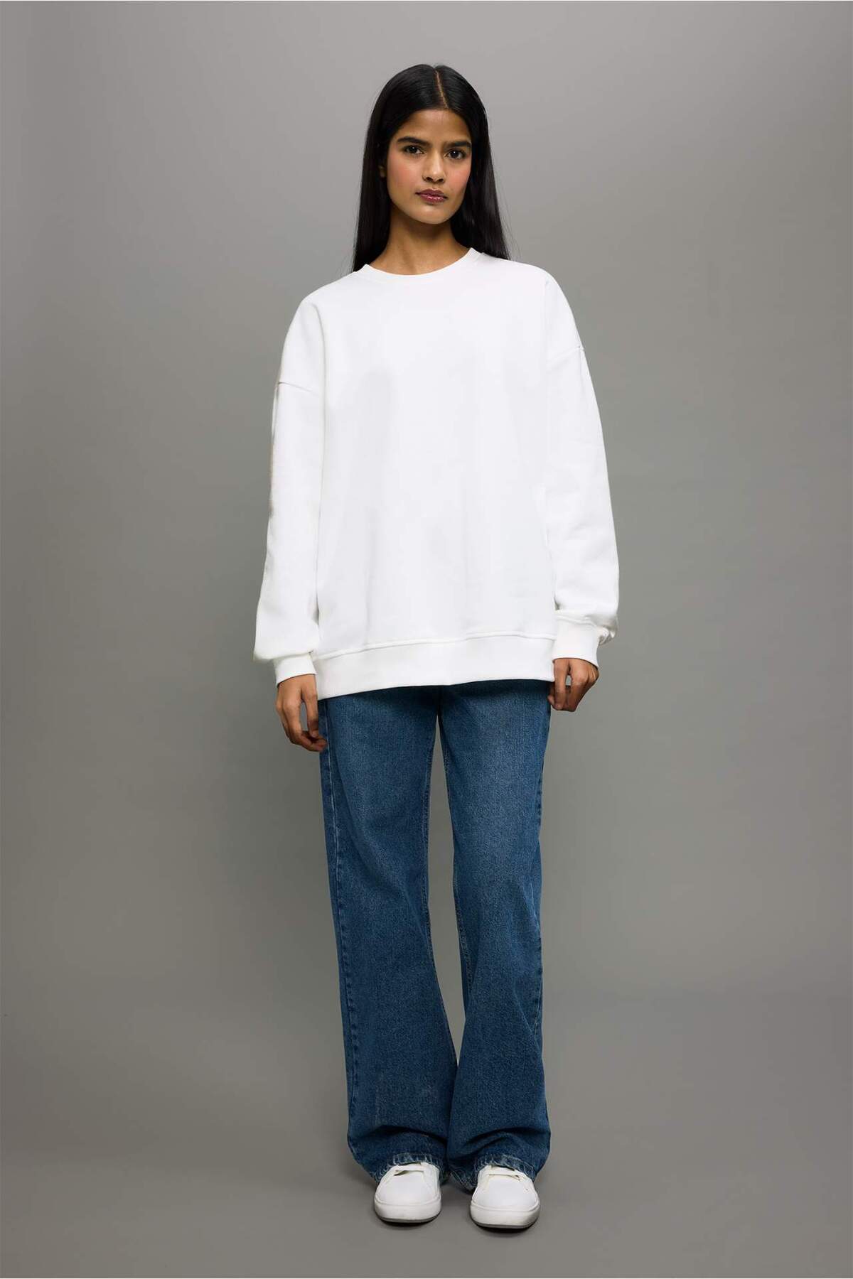 DeFacto Oversıze Basıc Kalın Sweatshirt F9628AX25AU görsel 2