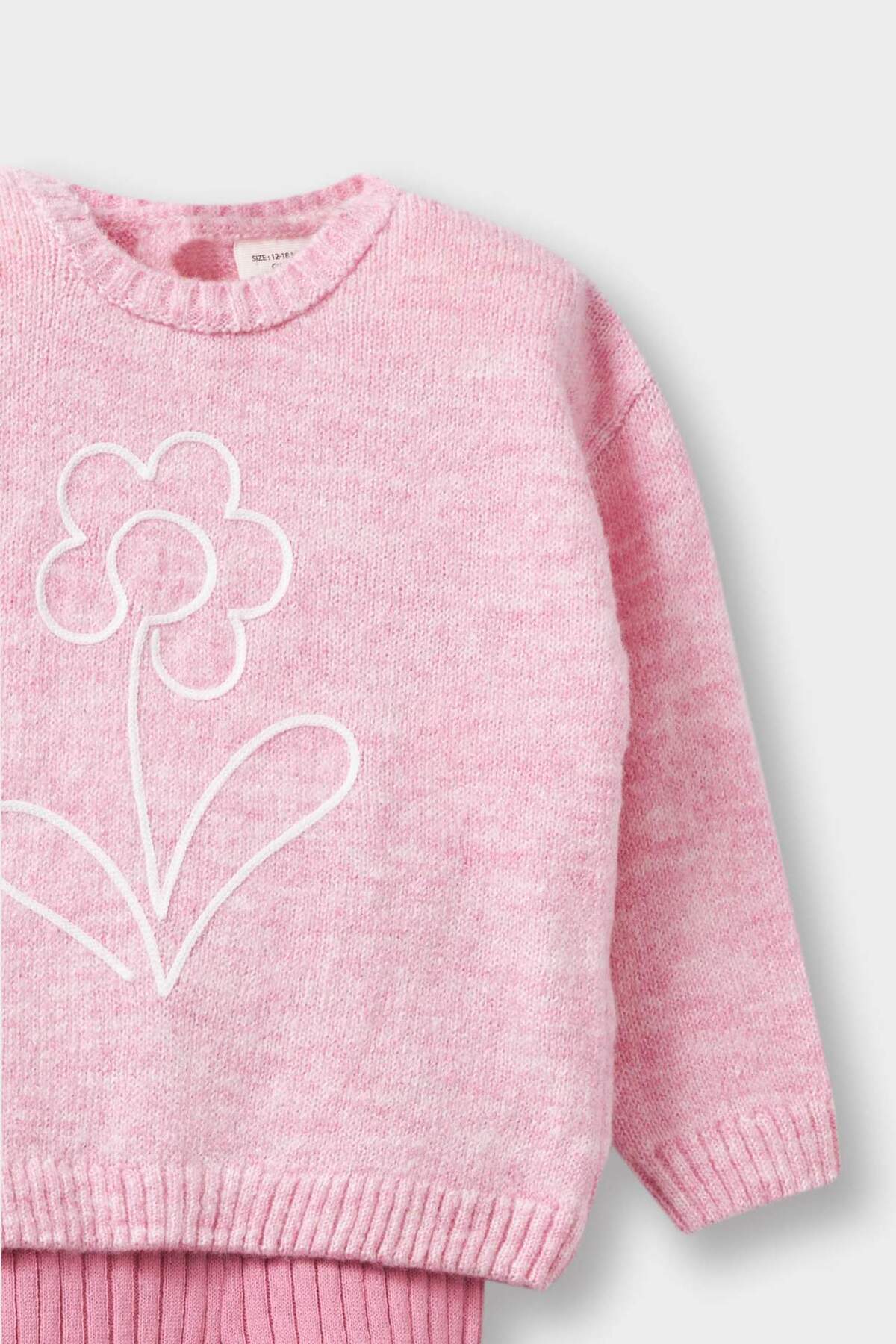 Defacto 2'li Takım Çiçekli Kazak Tayt Kız Bebek F3803A525AU fotoğrafı 3 (önizleme)