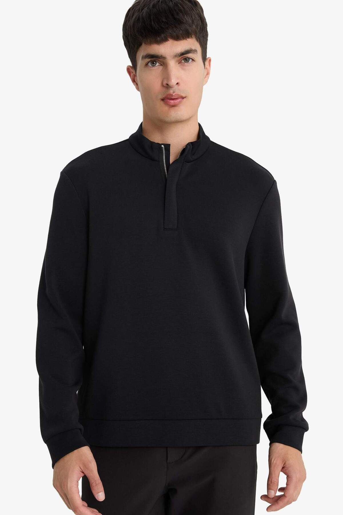 Defacto  Regular Fit Dik Yaka Yarım Fermuarlı Sweatshirt F2821AX25AU - Görsel 2