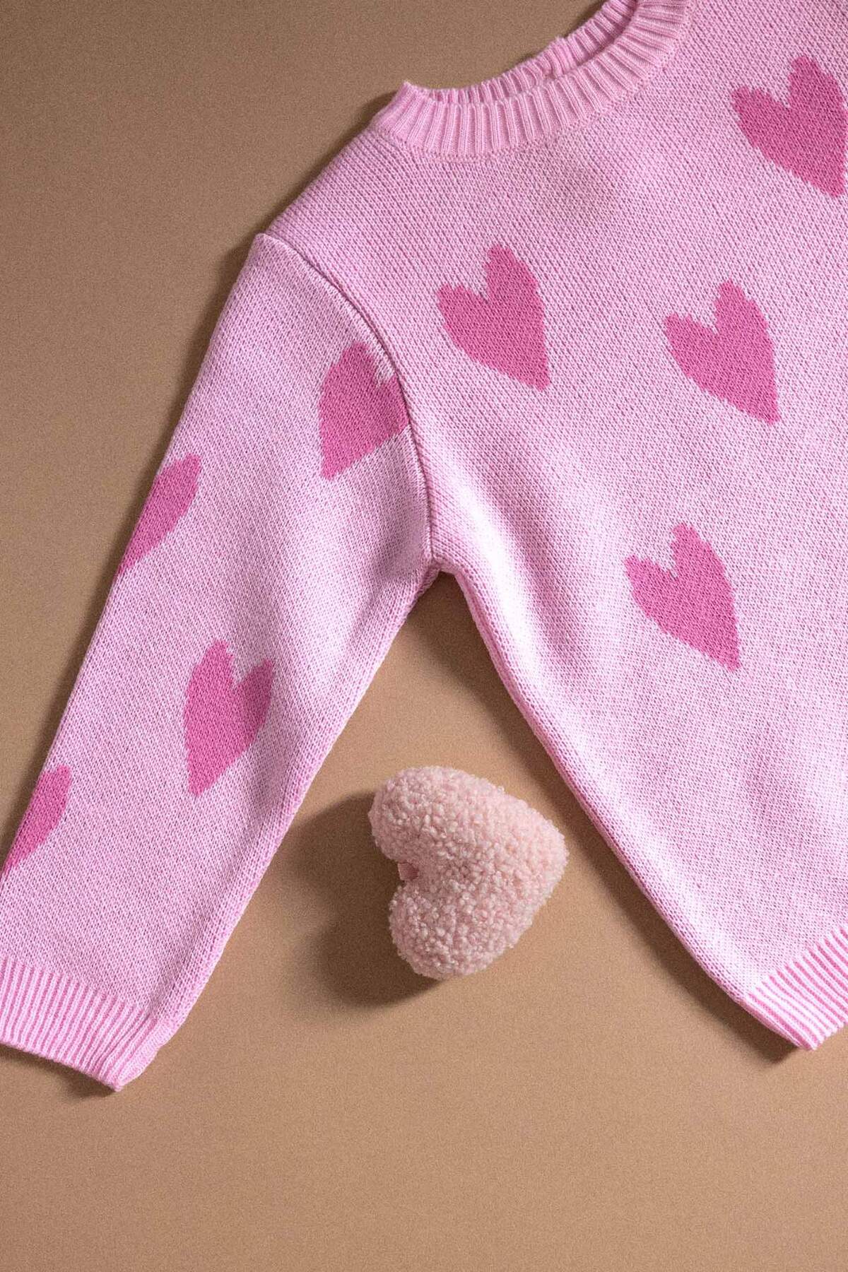 Defacto 2'li Takım Kalp Desenli Triko Kazak Alt Kız Bebek F3228A525WN fotoğrafı 5 (önizleme)