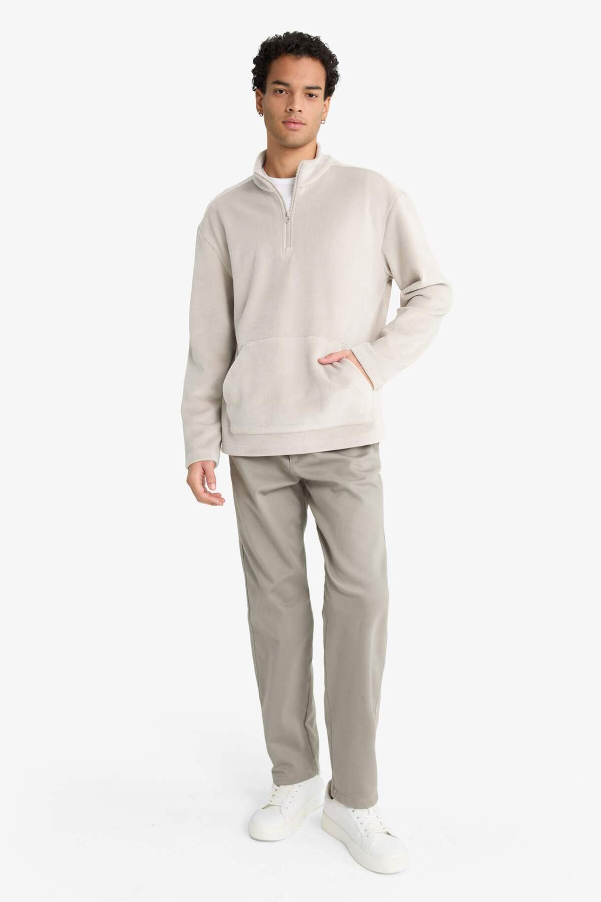 Beli Bağcıklı Wide Leg Pantolon F6131AX25AU — خاکستری — تصویر 4 از 8