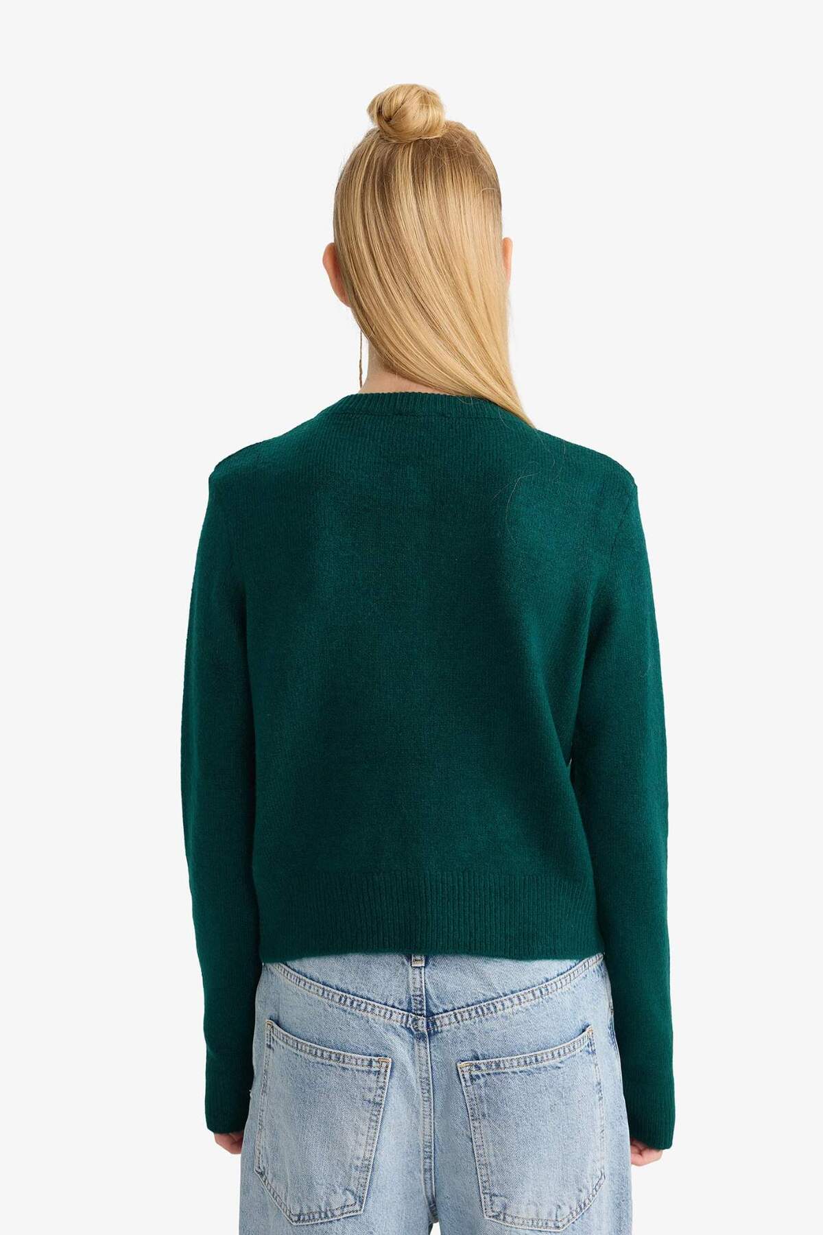 Defacto  Slim Fit Dar Kesim Bisiklet Yaka Düğmeli Hırka F1744AX25WN - Görsel 7