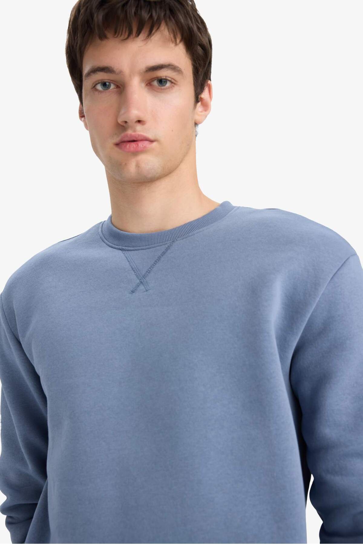 Defacto  Regular Fit Bisiklet Yaka Basic Düz Kalın Sweatshirt T3777AZ25AU - Görsel 4