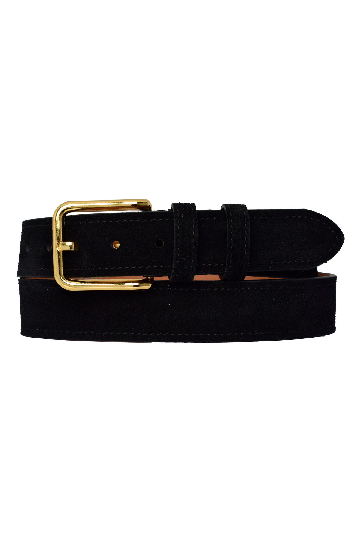 100% Genuine Leather, Gold Color Buckle 4 Cm Suede Black Women's Belt; Jeans, Sports Belt=suede.76.black