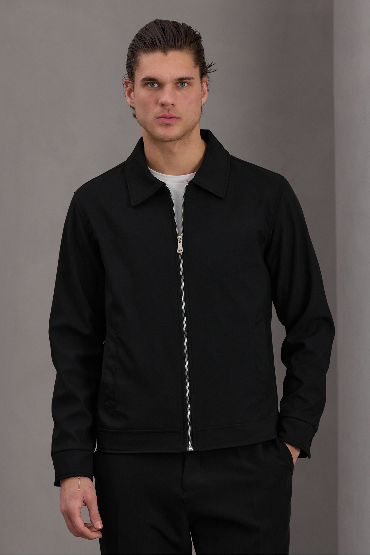 Bossago  Erkek Siyah Klasik Yaka Astarlı Casual Mevsimlik Ceket - Görsel 4