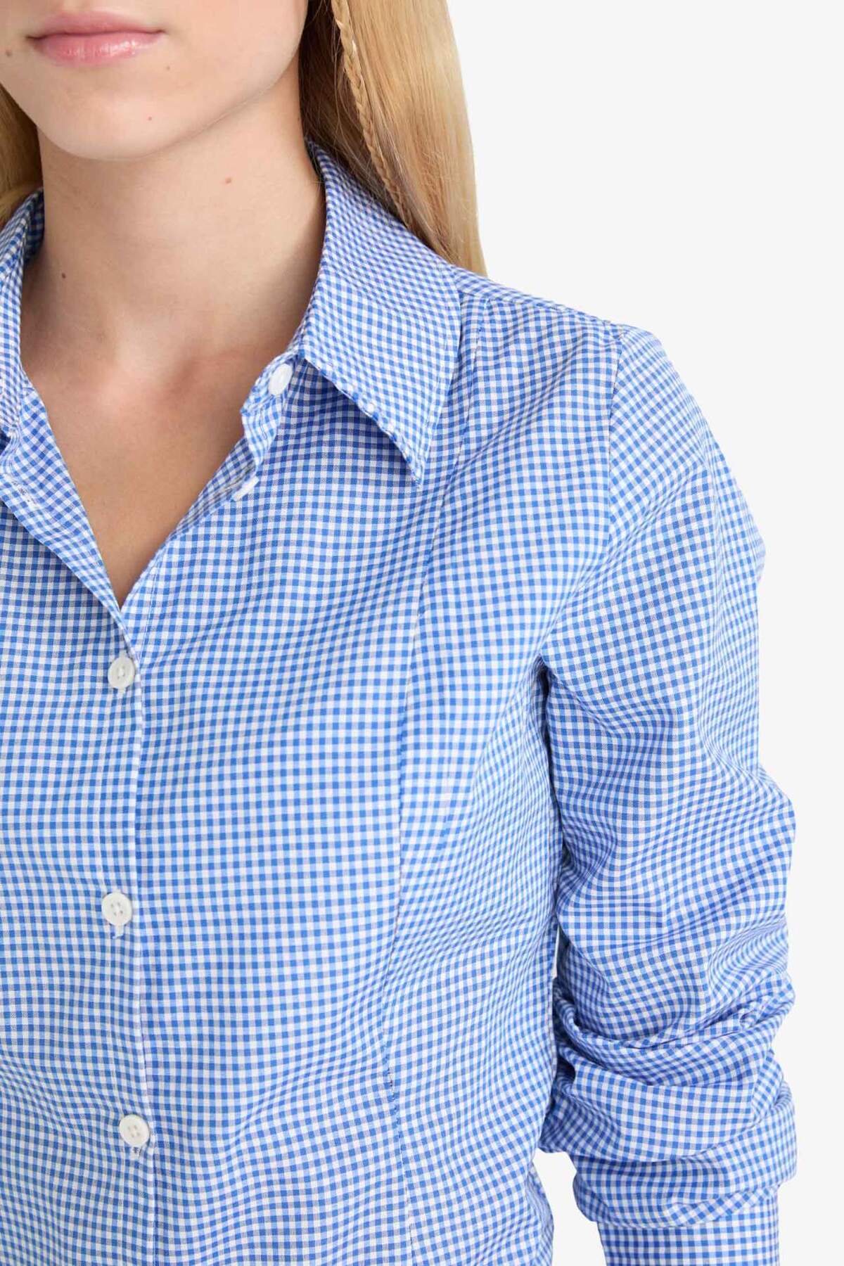 DeFacto Fitted Poplin Uzun Kollu Gömlek G0996AX25AU görsel 5