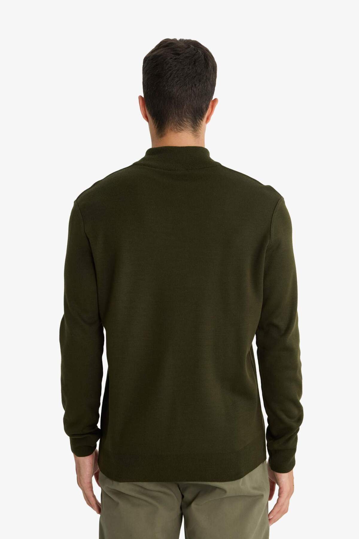 Defacto  Standart Fit Fermuarlı Yaka Triko Kazak F5095AX25AU - Görsel 6