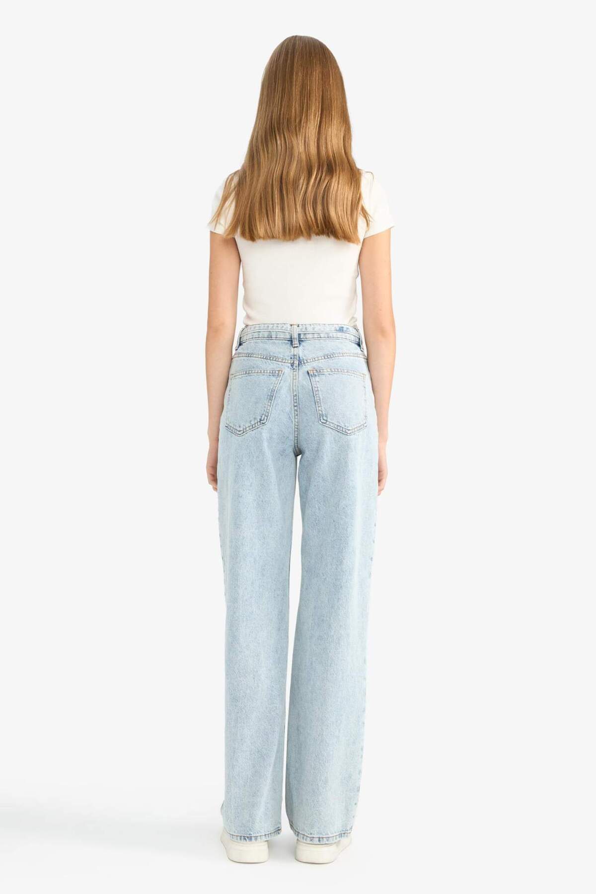 Defacto  %100 Pamuk Straıght Wıde Yüksek Bel Düz Paça Uzun Jean Pantolon F2945AX25WN - Görsel 5