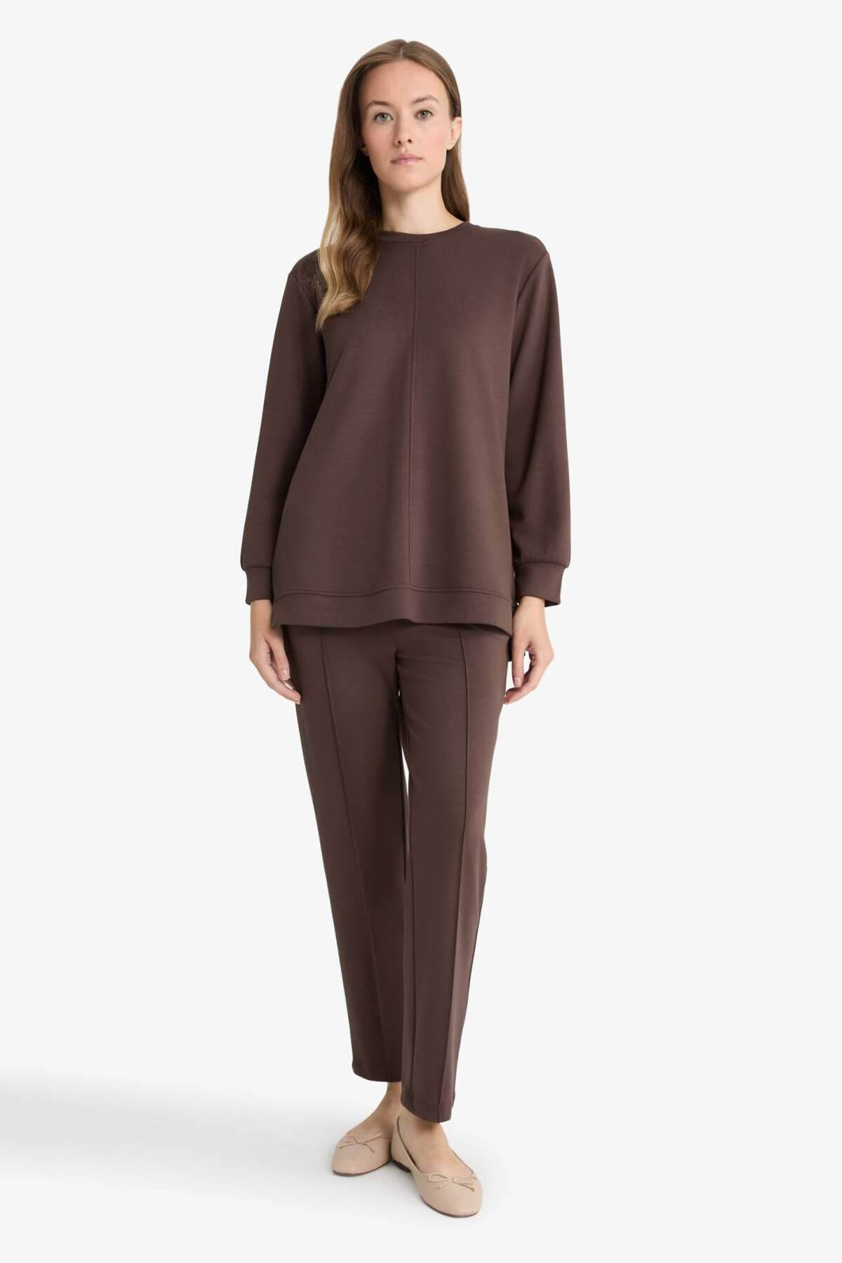 DeFacto Regular Fit Bisiklet Yaka Uzun Kollu Tunik F5117AX25AU görsel 2