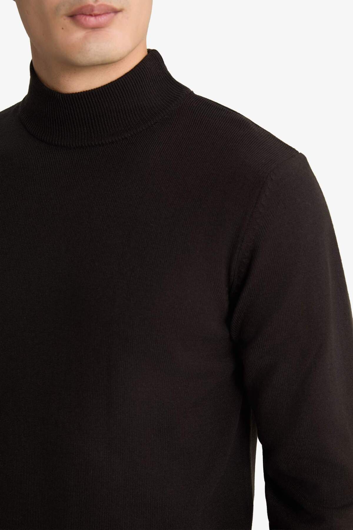 Defacto  Slim Fit Dar Kesim Balıkçı Yaka Basic Düz Triko Kazak R1127AZ25WN - Görsel 5