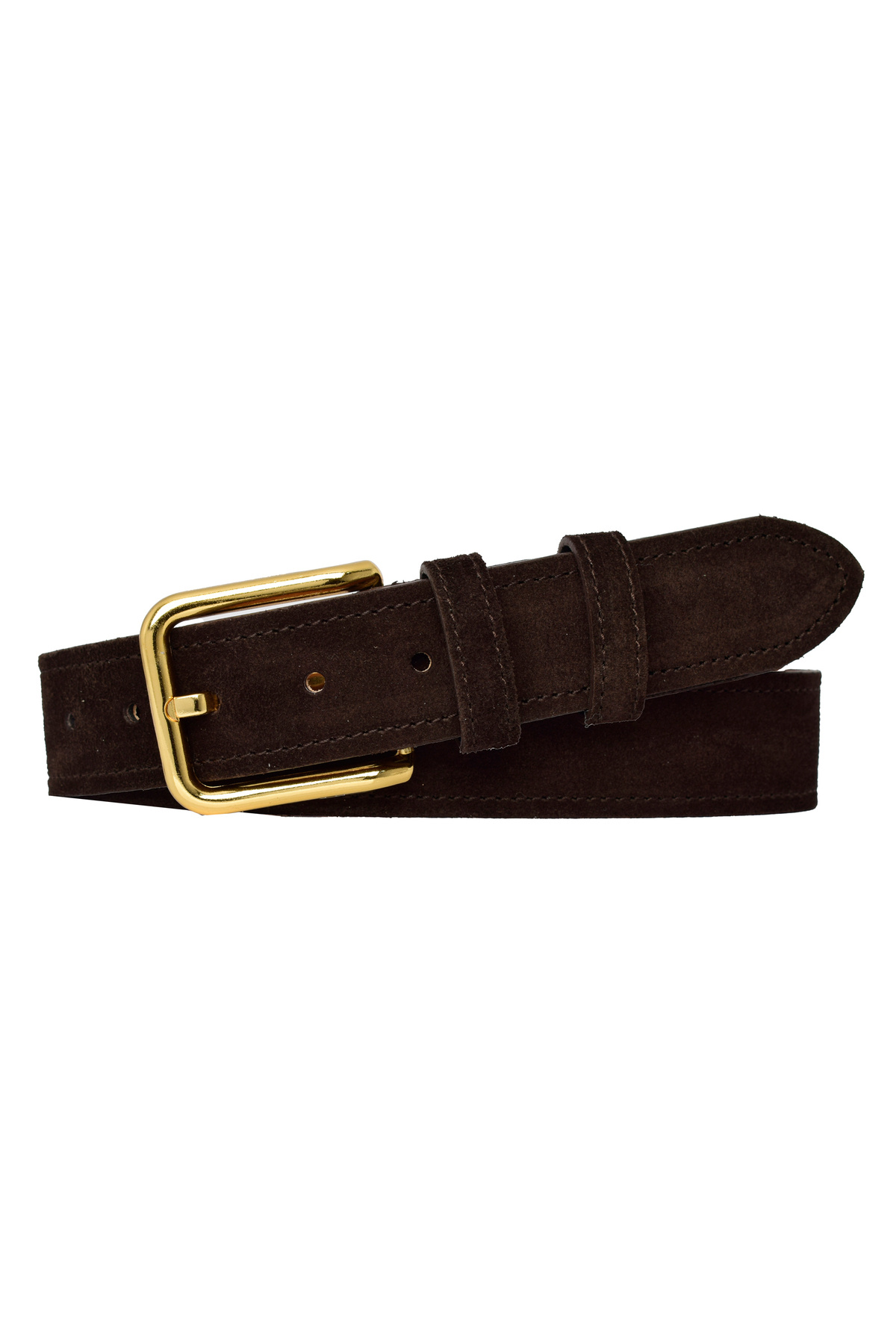 100% Genuine Leather, Gold Buckle 4 Cm Suede Dark Brown Women's Belt; Denim, Sports Belt=suede.76.KoKa