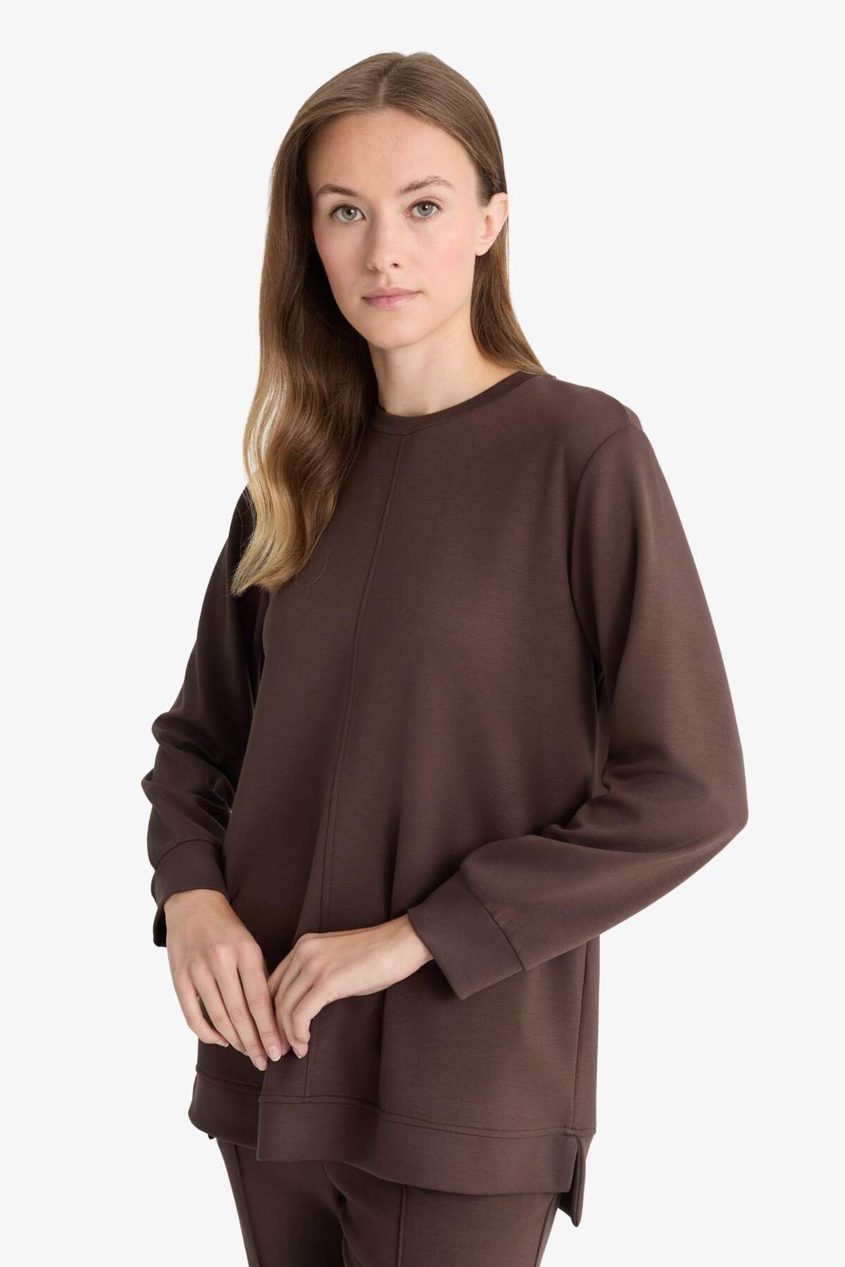 DeFacto Regular Fit Bisiklet Yaka Uzun Kollu Tunik F5117AX25AU görsel 3