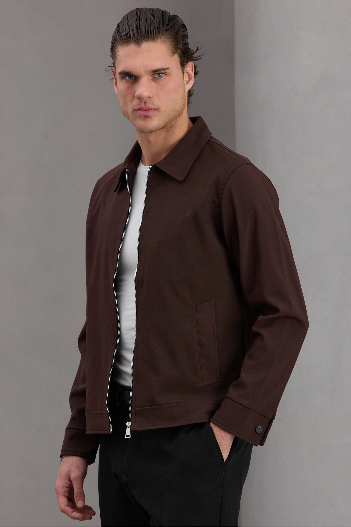 Bossago  Erkek Siyah Klasik Yaka Astarlı Casual Mevsimlik Ceket - Görsel 3