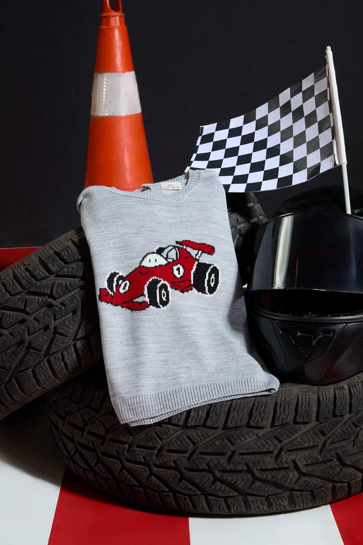 Defacto Bisiklet Yaka Araba Baskılı Triko Kazak Erkek Bebek F2586A525WN fotoğrafı 6 (önizleme)