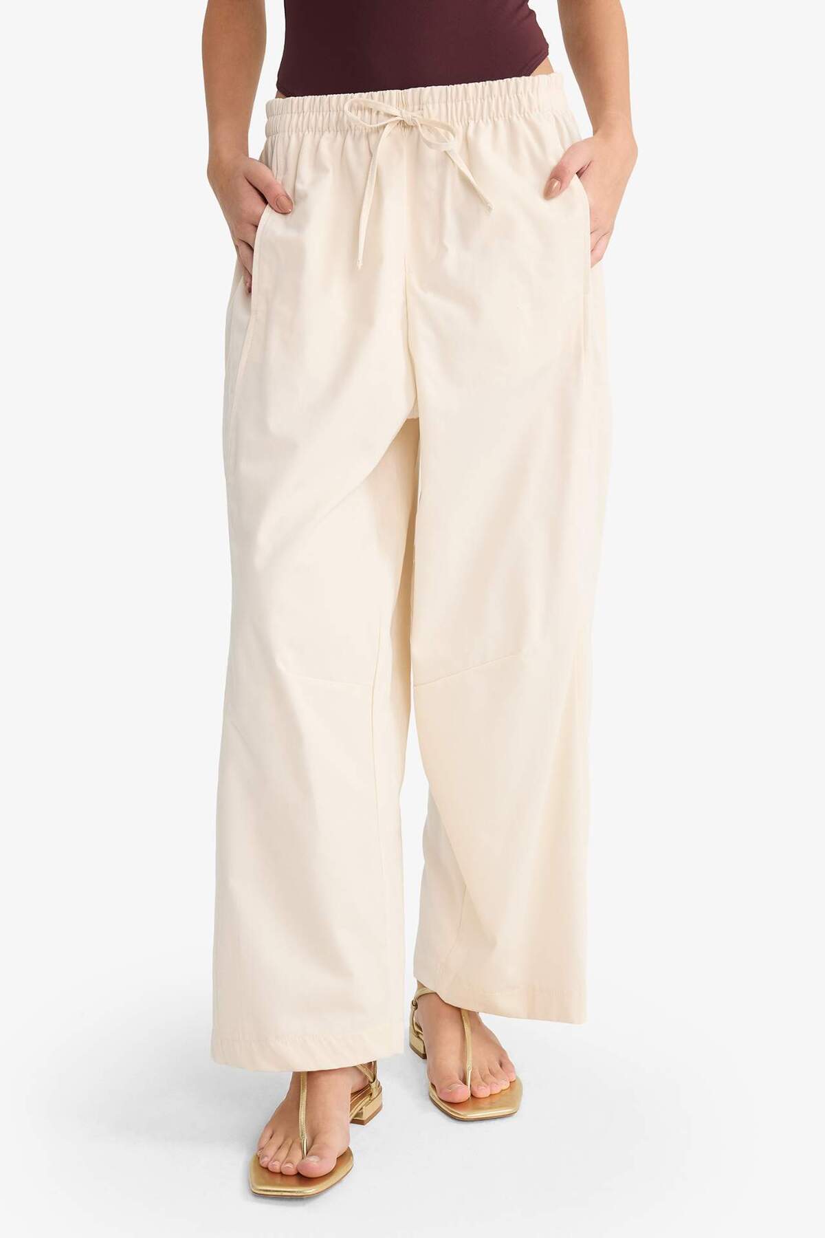 Defacto  Barrel Fit Normal Bel Gabardin Pantolon F9660AX25HS - Görsel 4