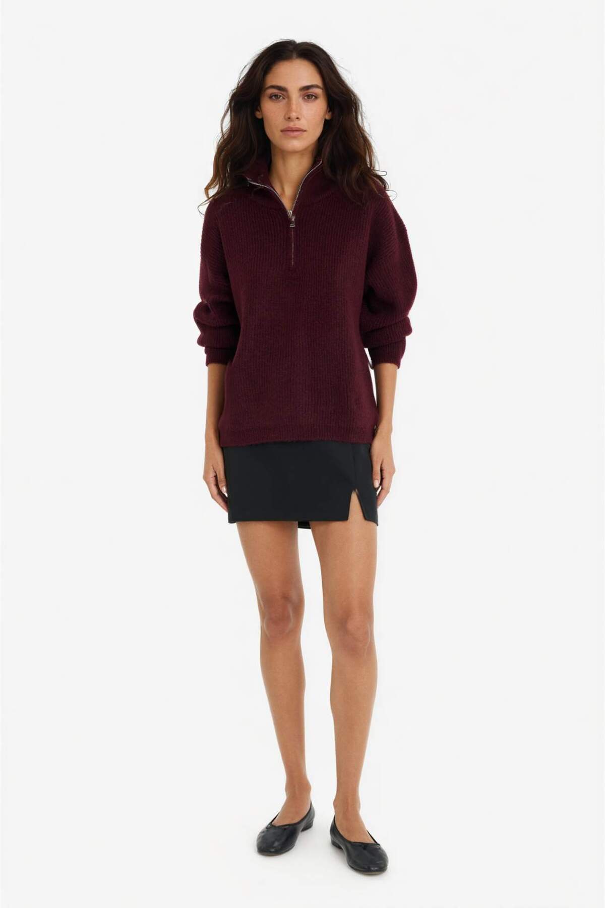 Defacto  Relax Fıt Yarım Fermuarlı Triko Kazak F3897AX25WN - Görsel 2