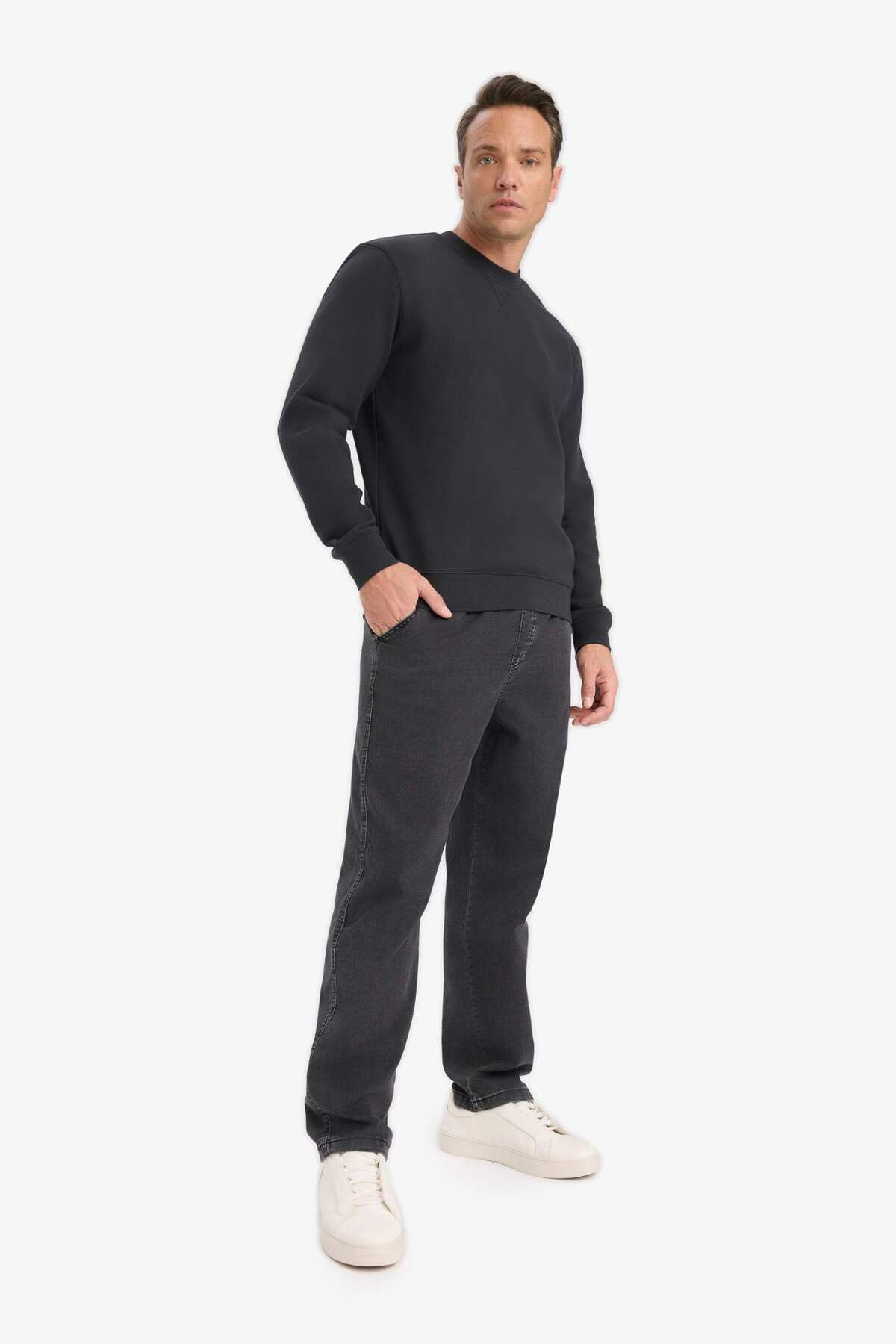 %100 Pamuk Regular Fit Basic Sweatshirt E8339AX25AU — خاکستری — تصویر 2 از 5