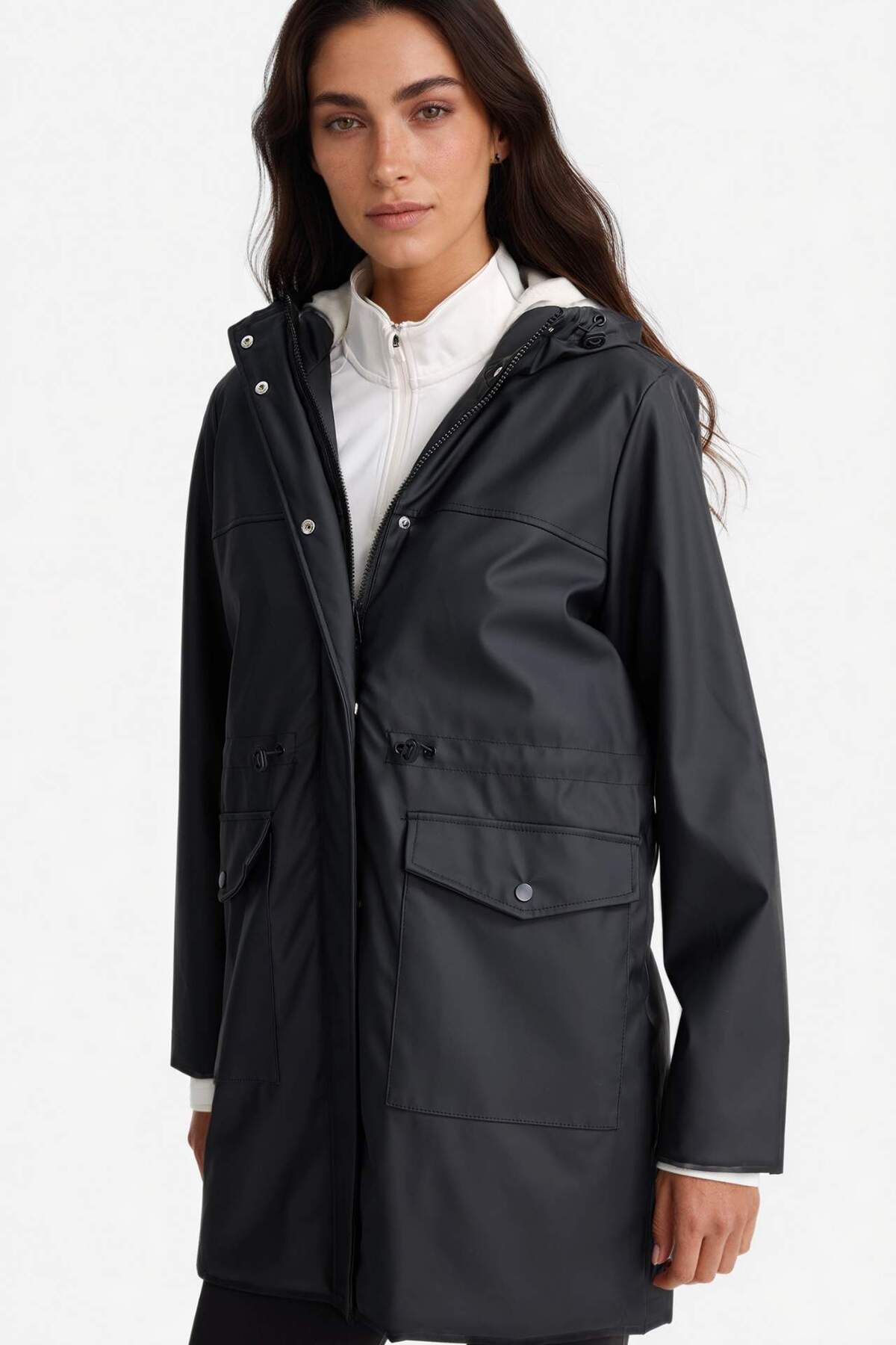 Defacto  Su Geçirmez Kapüşonlu Suni Deri Yağmurluk E8575AX25WN - Görsel 3