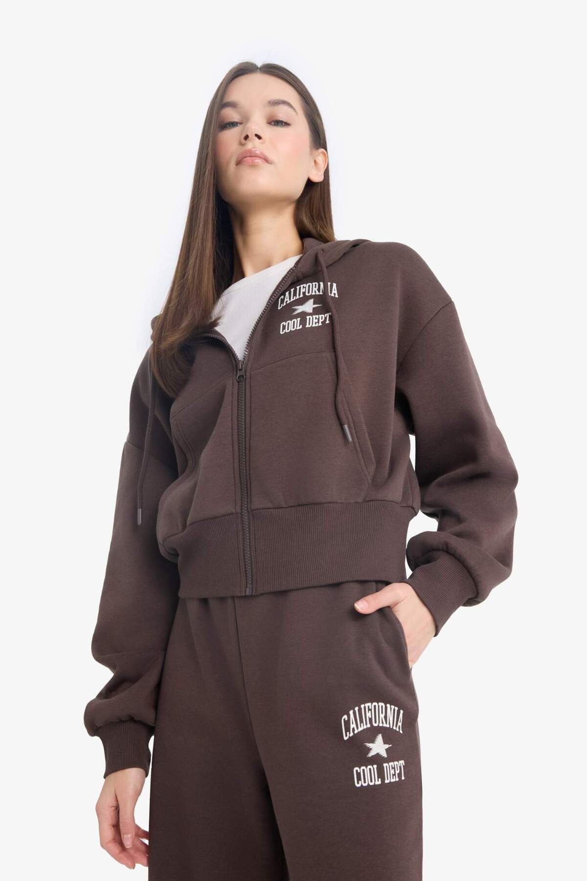 DeFacto Oversize Geniş Kalıp Kapüşonlu Sırt Baskılı Fermuarlı Sweatshirt E9583AX25WN görsel 4