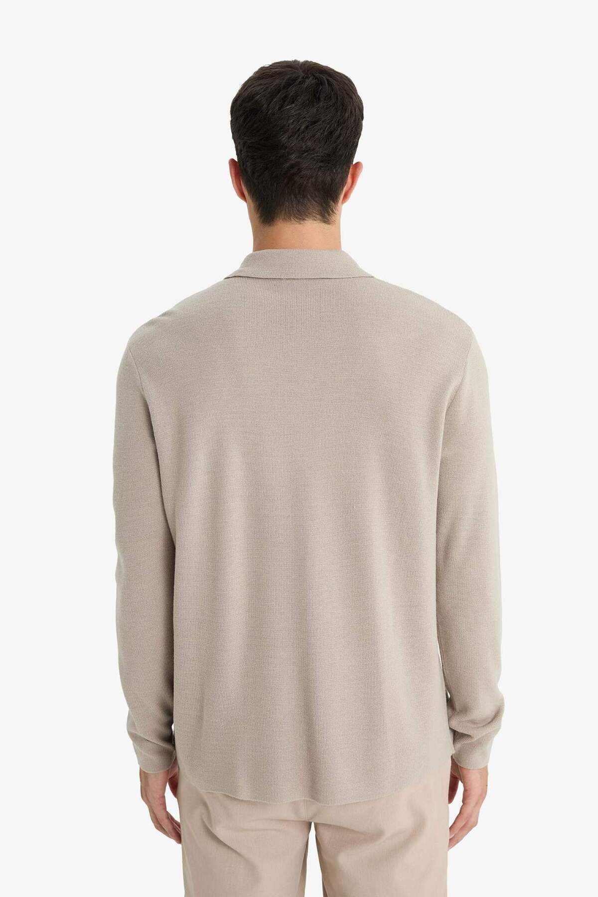 Standart Fit Polo Yaka Düğmeli Ön Cep Detaylı Triko Hırka F3720AX25WN — خاکستری — تصویر 6 از 6