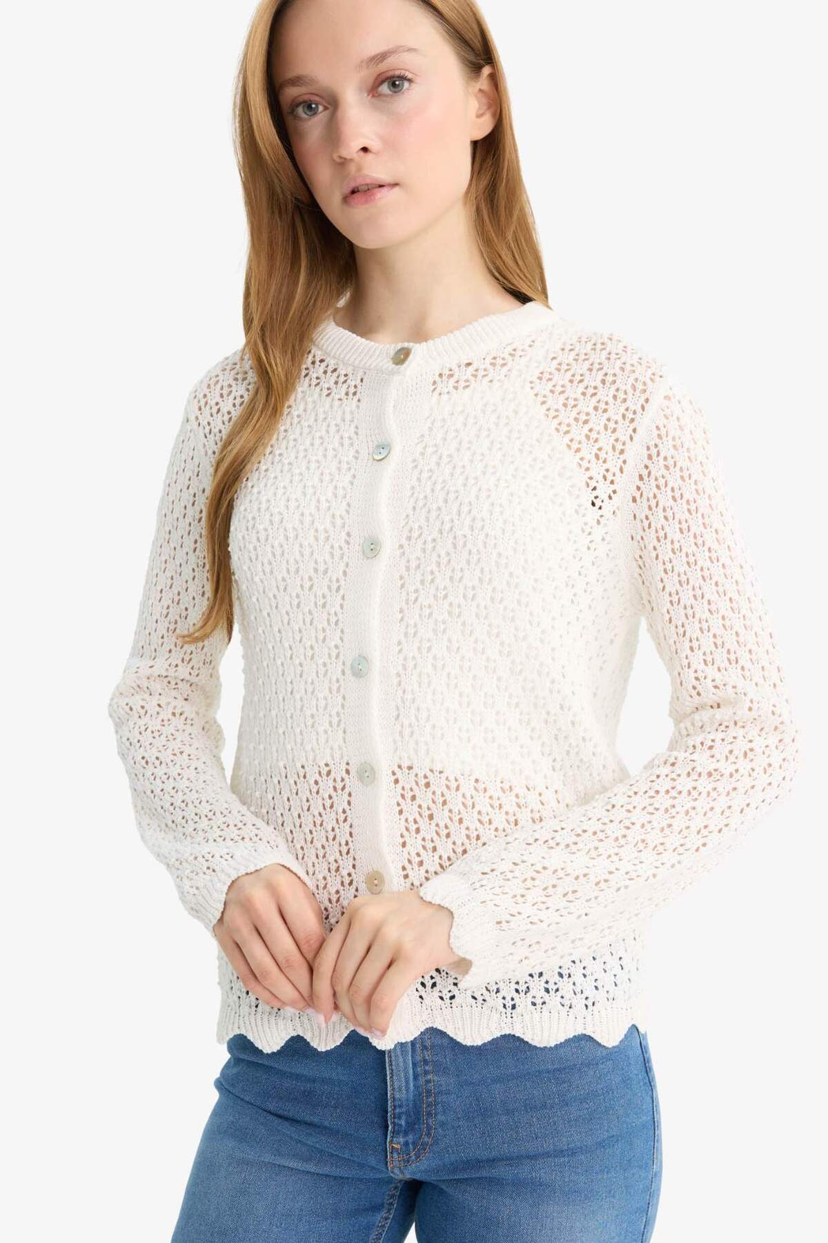 DeFacto Regular Fit Bisiklet Yaka Triko Hırka F5590AX25AU