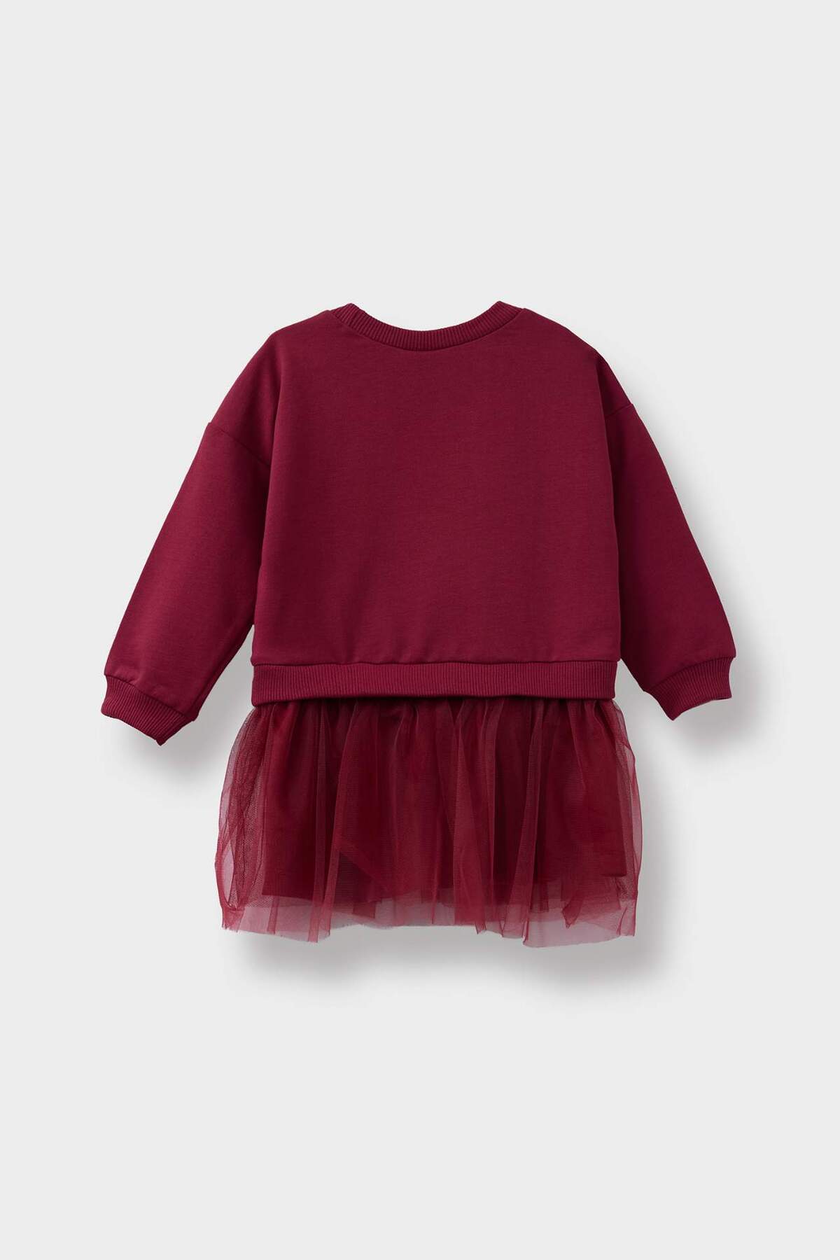 Defacto Baskılı Okul Uzun Kollu Tül Elbise Kız Bebek F3774A525AU fotoğrafı 3 (önizleme)