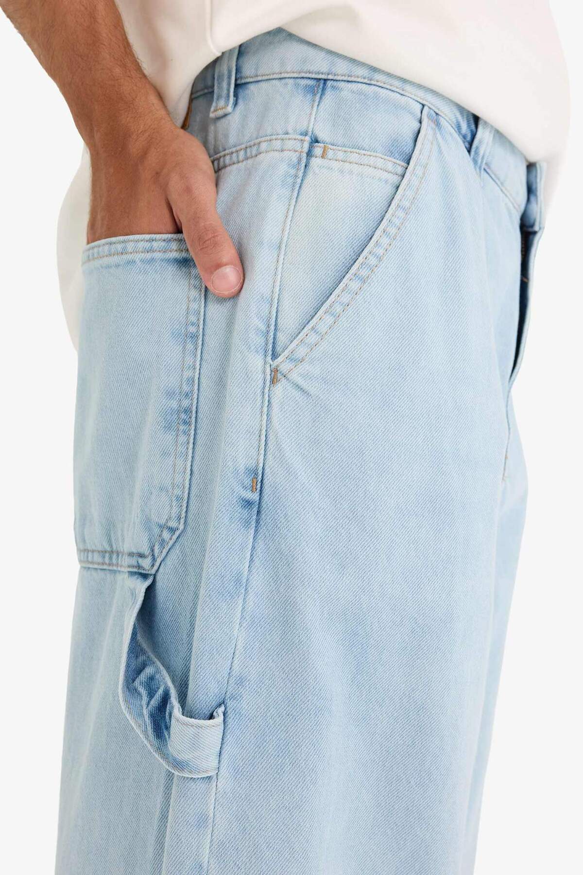 Defacto  %100 Pamuk Skater Fit Geniş Paça Jean Yıkamalı Pantolon F5668AX25AU - Görsel 6