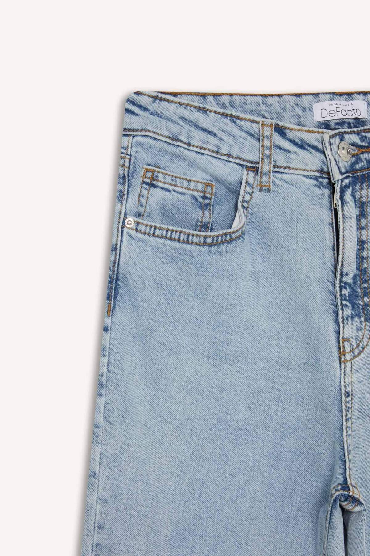 Defacto  Mary Vintage Straight Fit Yüksek Bel Bilek Boy Jean Yıkamalı Pantolon E9817AX25AU - Görsel 7