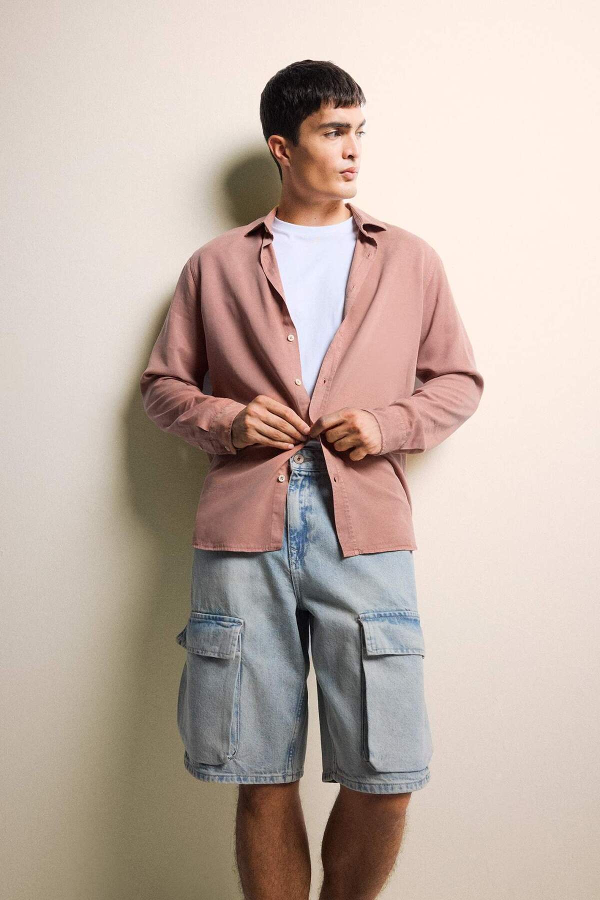 Defacto  %100 Pamuk Baggy Fit Kargo Cepli Jean Bermuda Şort F5022AX25SM - Görsel 2