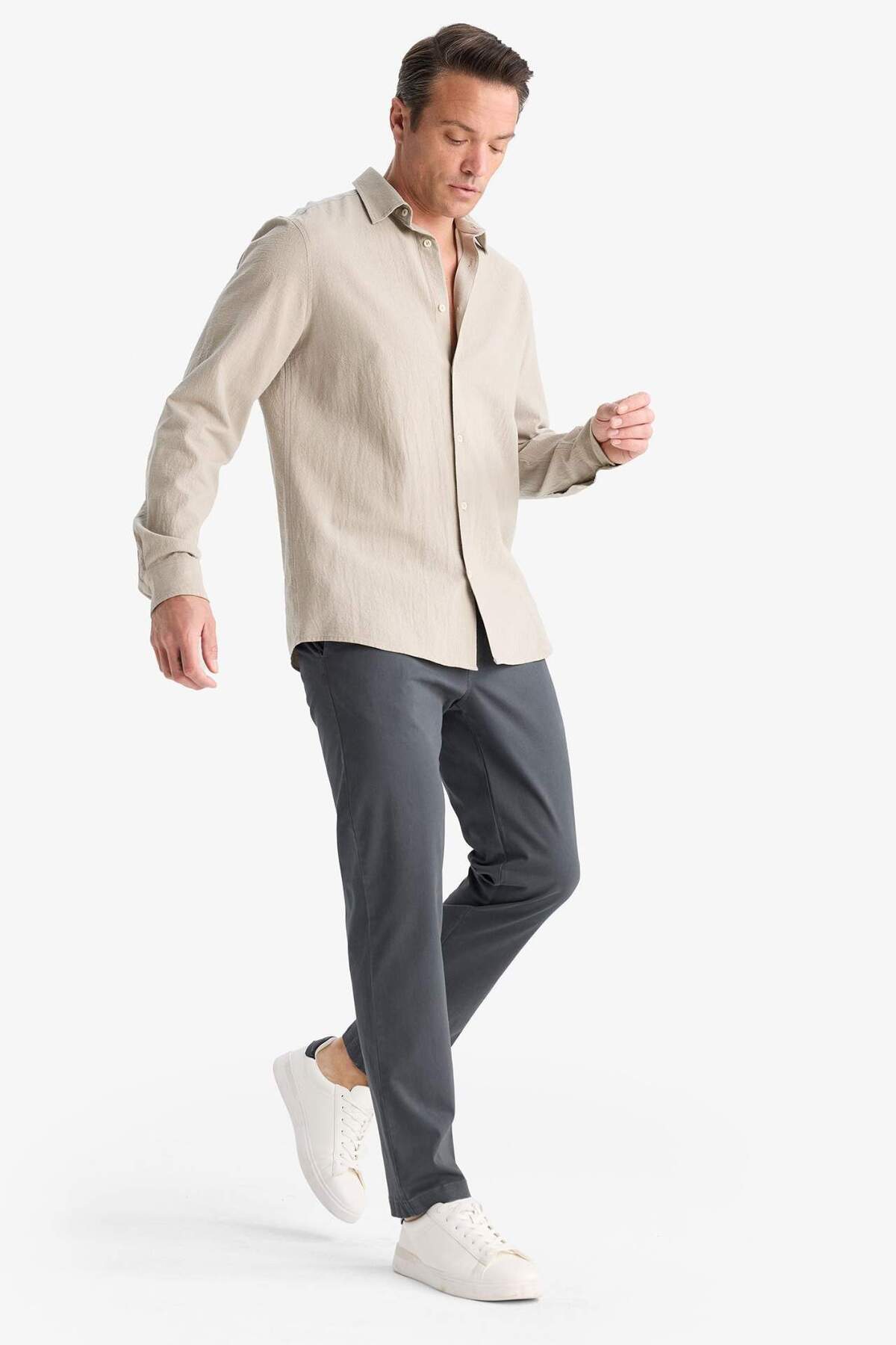 Defacto  Regular Fit Normal Kesim Cepli Düz Paça Chino Pantolon D7349AX25AU - Görsel 4