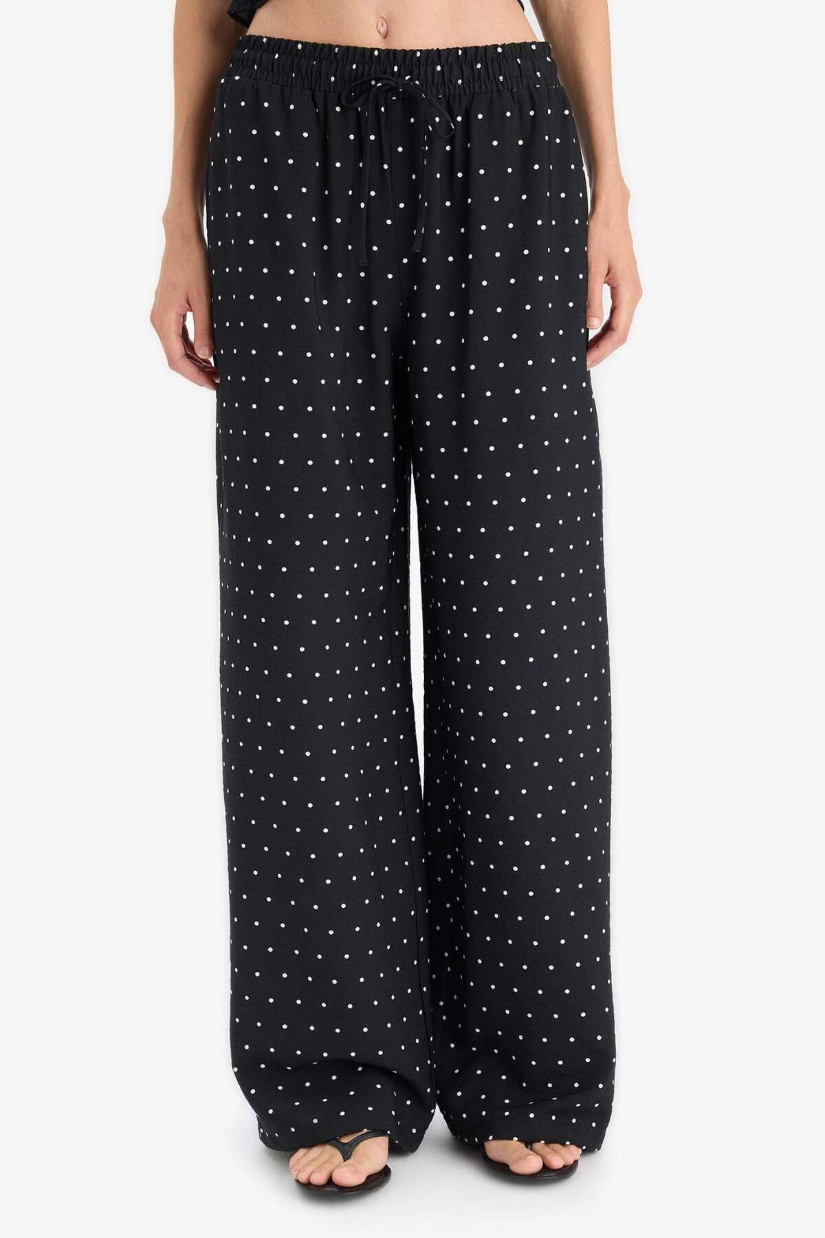 Defacto  Straight Fit Çift Cepli Yüksek Bel Puantiyeli Pantolon F9524AX25AU - Görsel 5