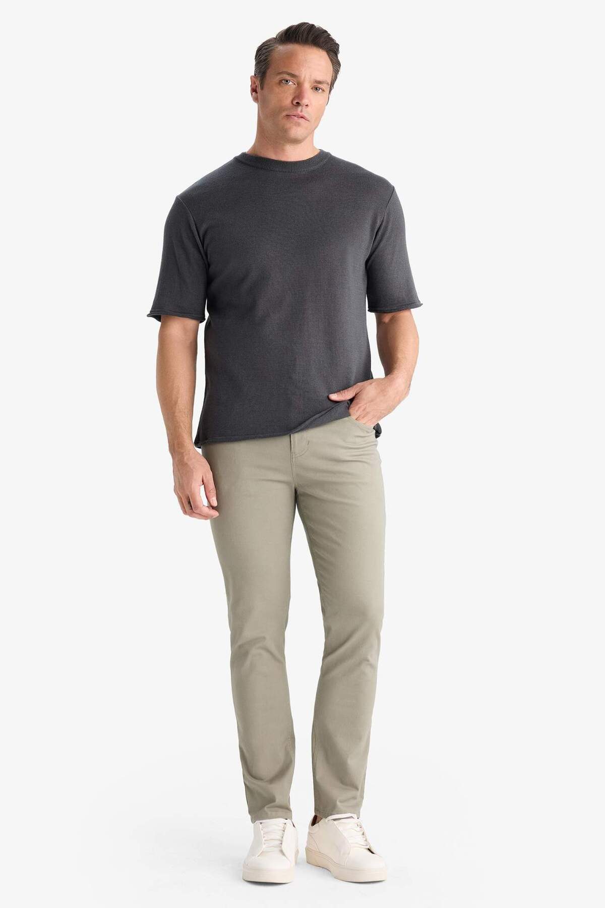 Defacto  Slim Fit Dar Kesim Dar Paça Cepli Pantolon B2089AX25AU - Görsel 3