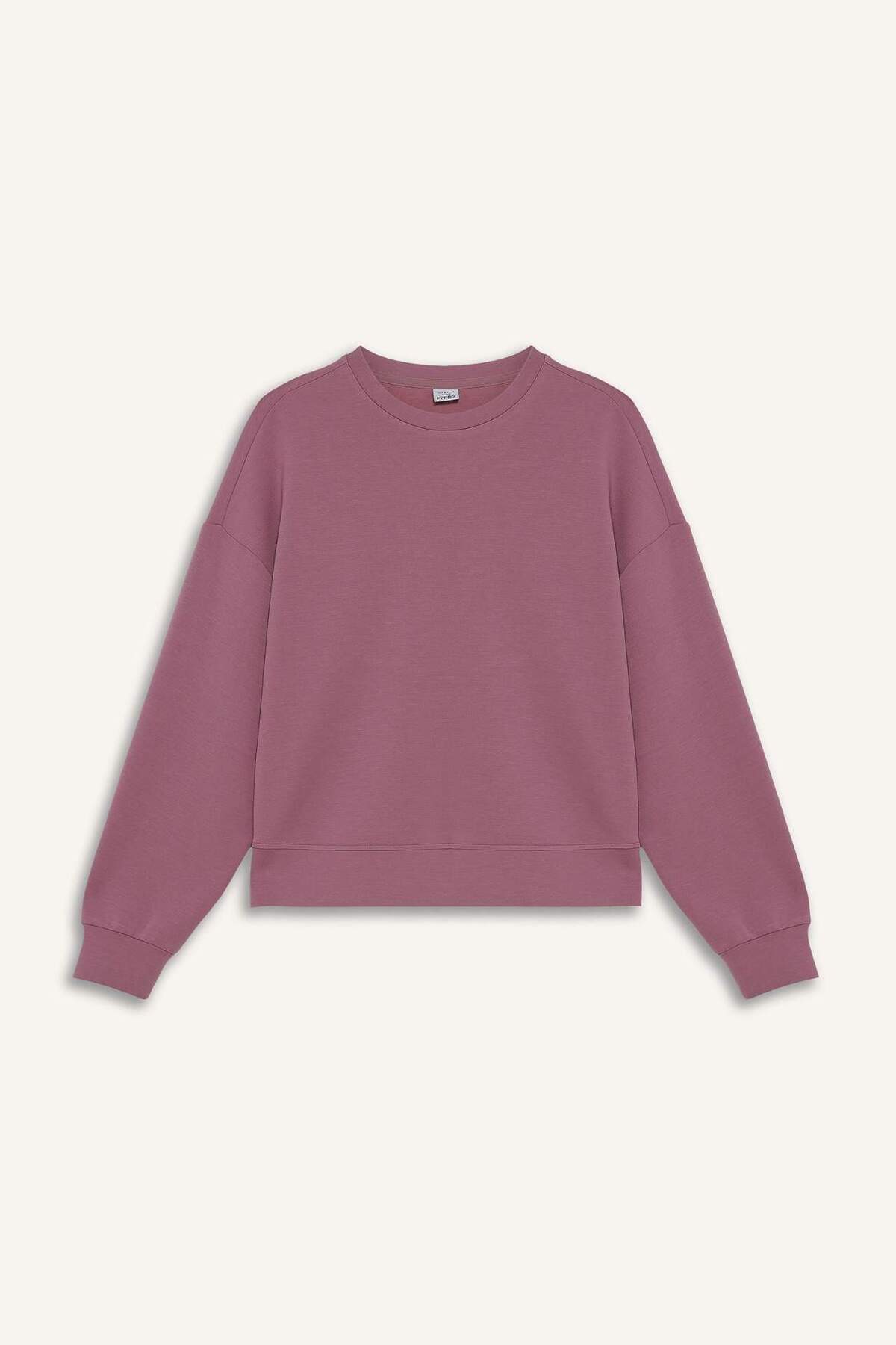 DeFacto Ultra Yumuşak Oversize Geniş Kalıp Bisiklet Yaka Modal Sweatshirt E8954AX25AU görsel 7