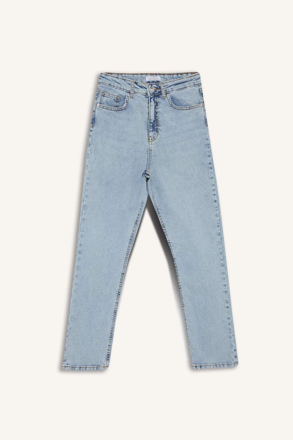 Defacto  Mary Vintage Straight Fit Yüksek Bel Bilek Boy Jean Yıkamalı Pantolon E9817AX25AU - Görsel 6