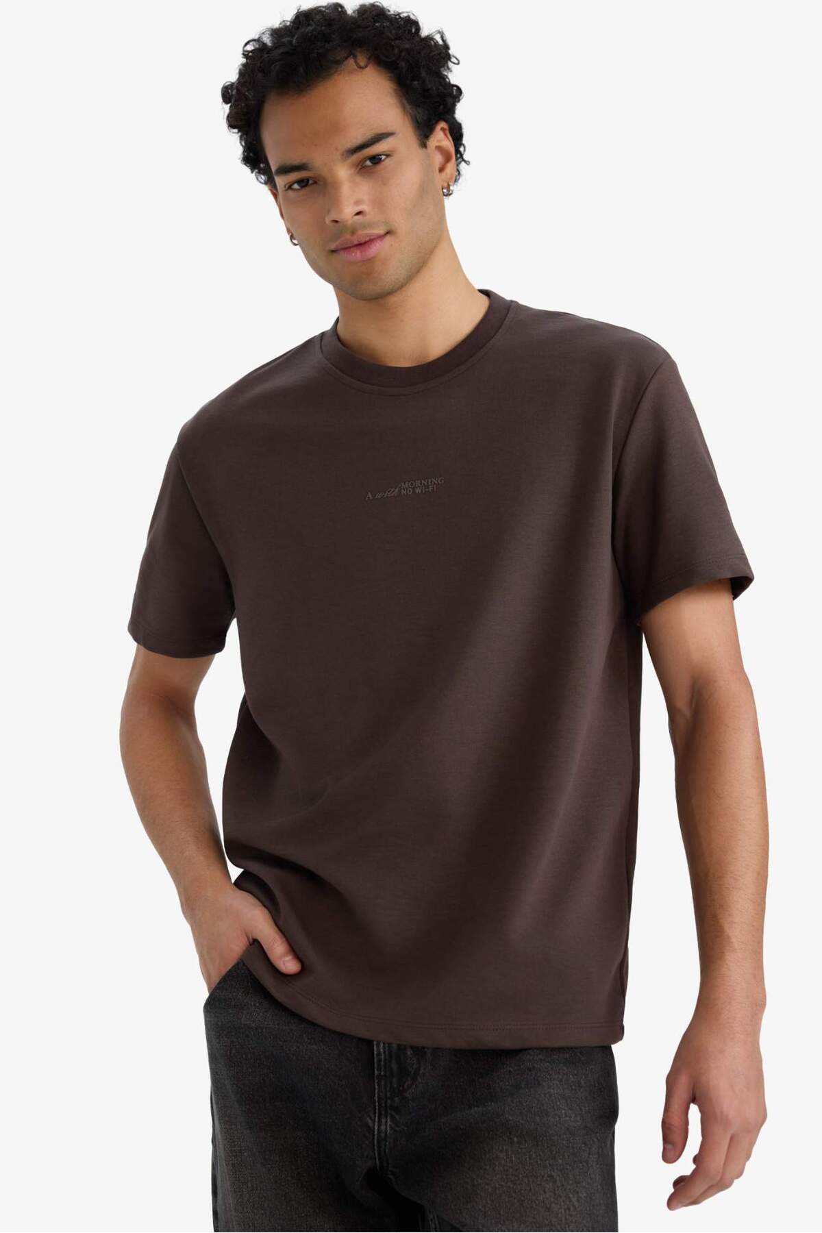 Defacto  Boxy Fit Bisiklet Yaka Baskılı Kısa Kollu Tişört F8590AX25HS - Görsel 3