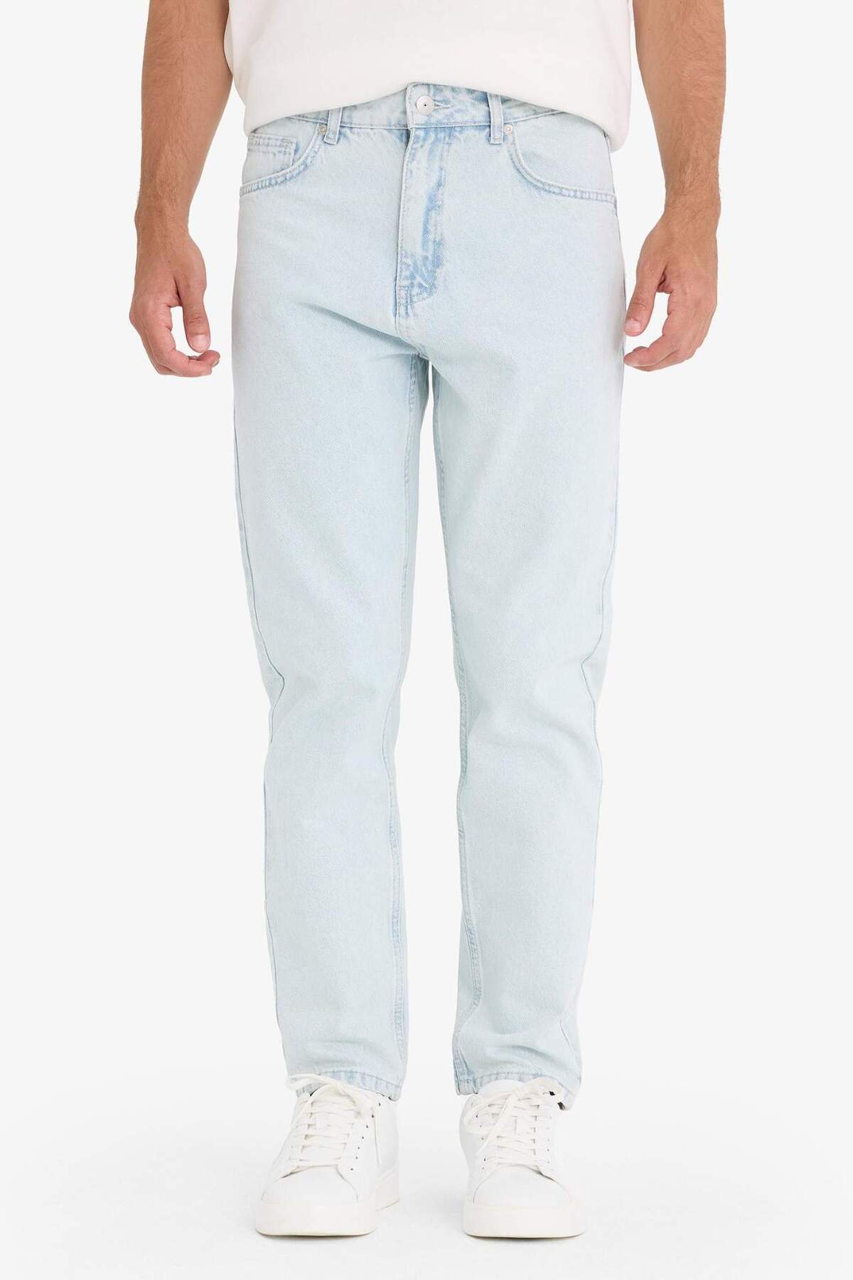 Defacto  %100 Pamuk 90s Slim Fit Dar Paça Jean Yıkamalı Pantolon F5667AX25AU - Görsel 4
