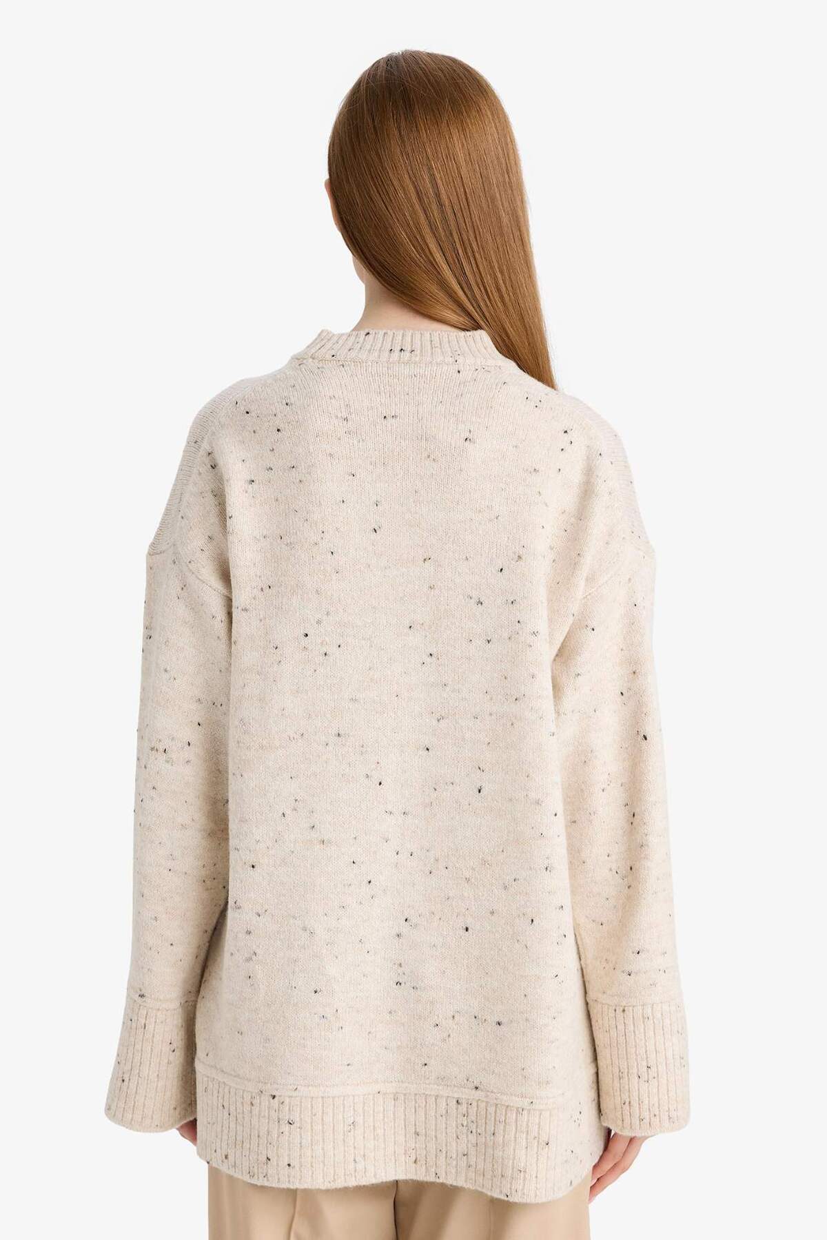 DeFacto Loose Fit Bisiklet Yaka Triko Tunik F3242AX25WN görsel 6