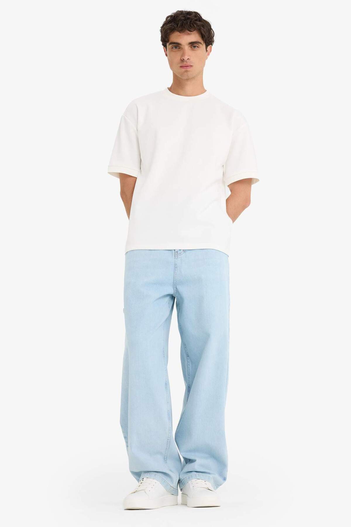 Defacto  %100 Pamuk Skater Fit Geniş Paça Jean Yıkamalı Pantolon F5668AX25AU - Görsel 3