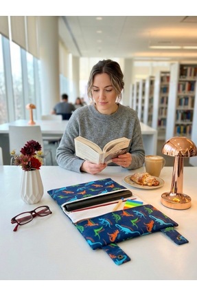 harmony dirndl Fermuarlı Çok Bölmeli Kitap Çantası│Desenli Kitap Defter Kılıf...